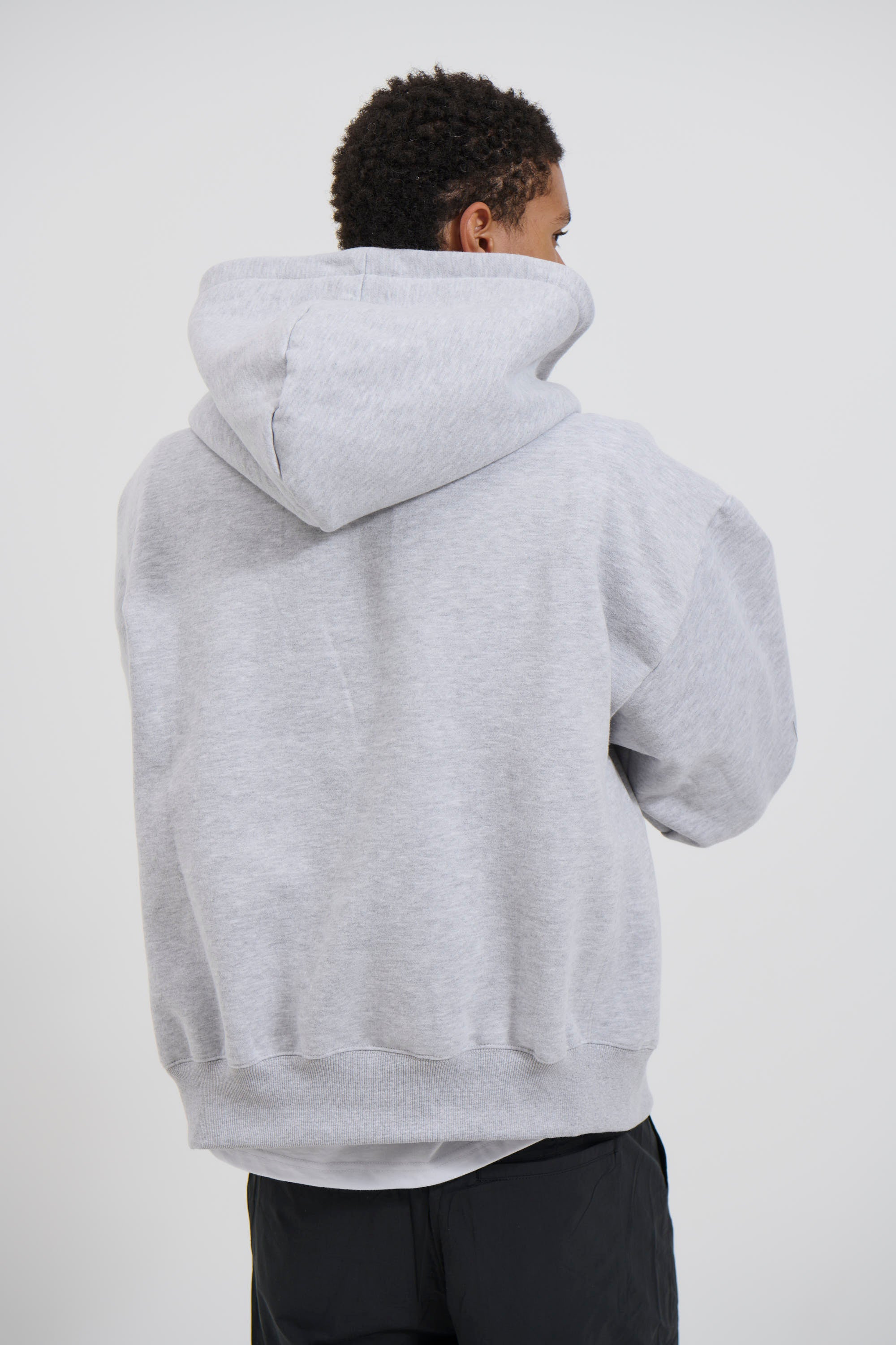 Half Zip Heavyweight Hood Grey
