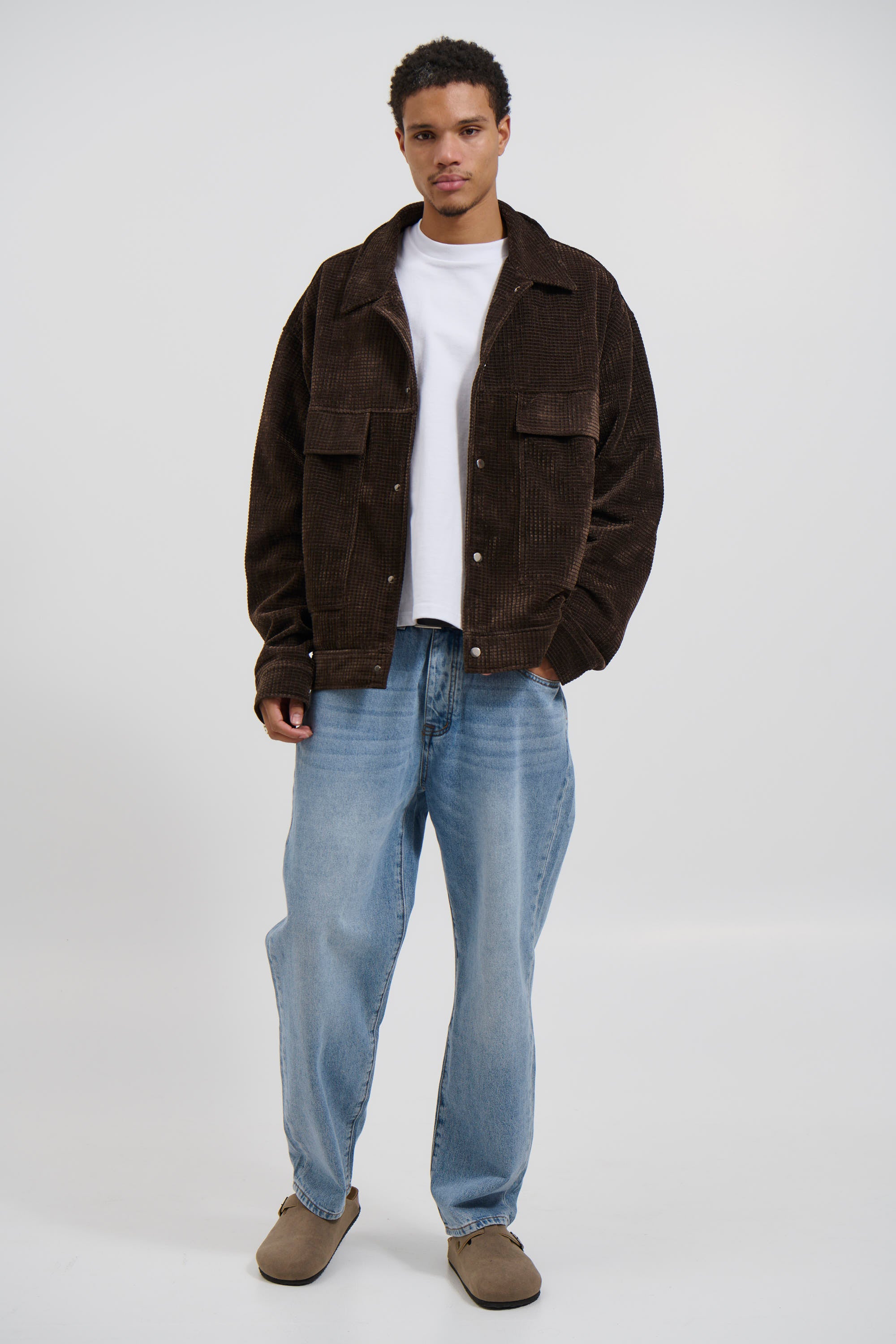 Texture Drop Sleeve Jacket Choc