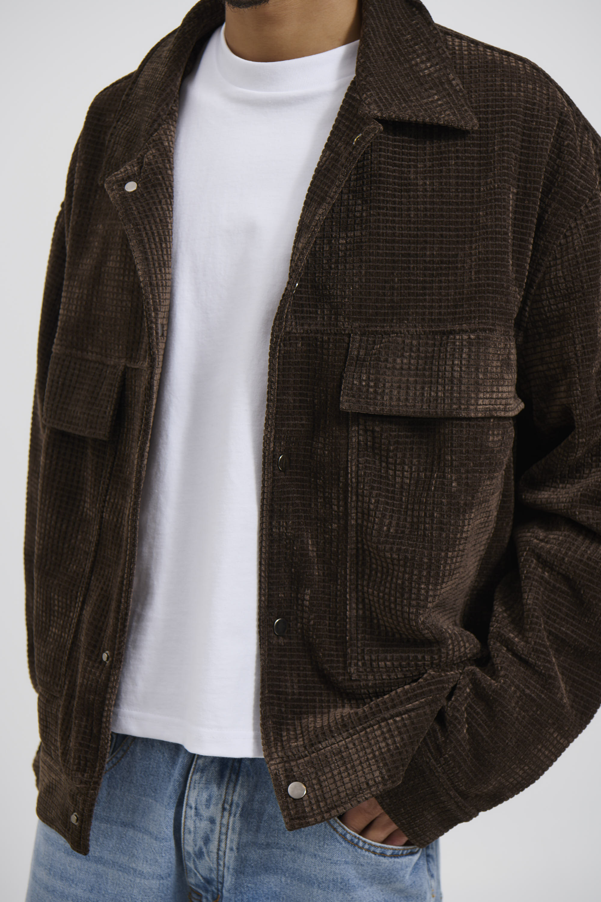 Texture Drop Sleeve Jacket Choc
