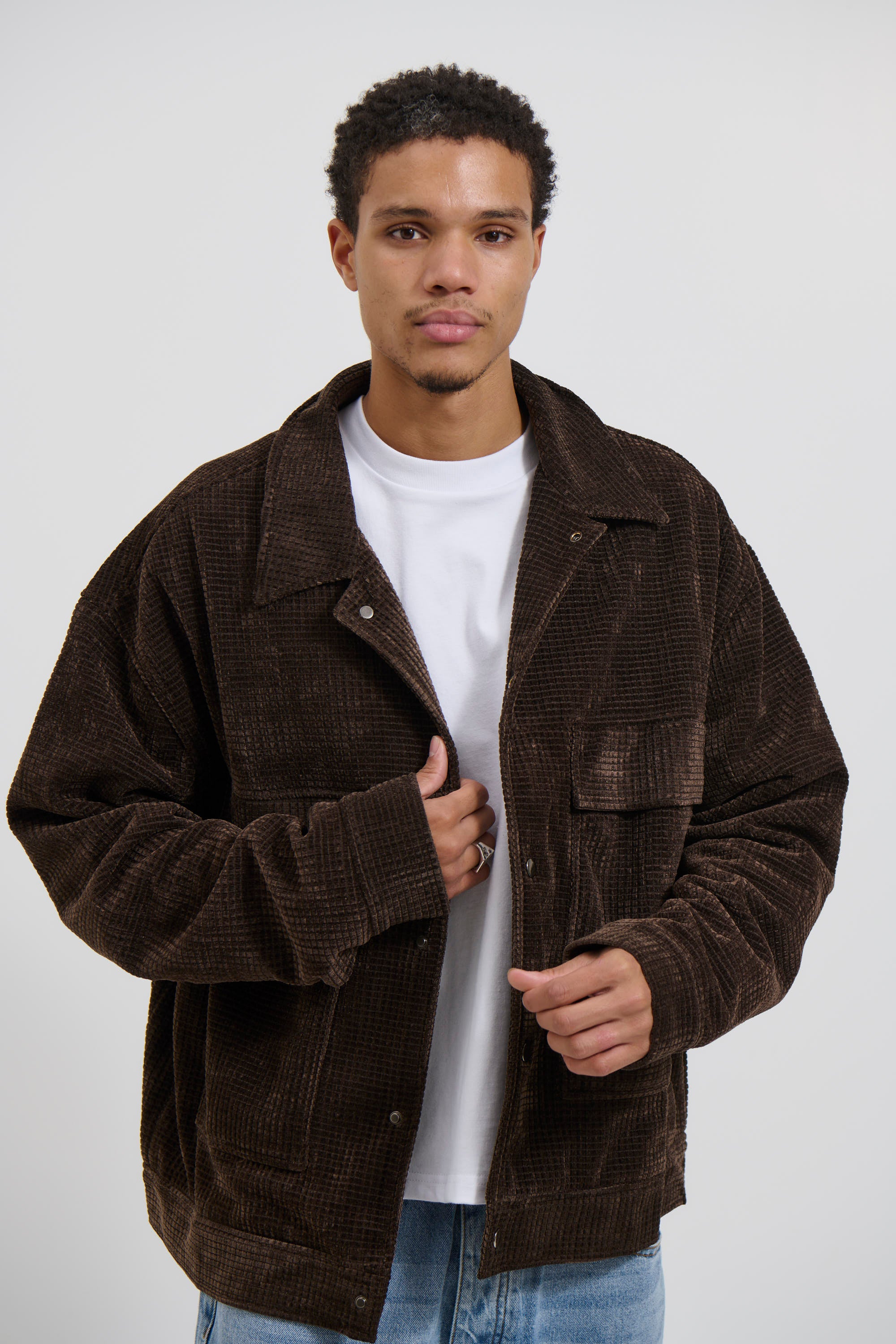 Texture Drop Sleeve Jacket Choc