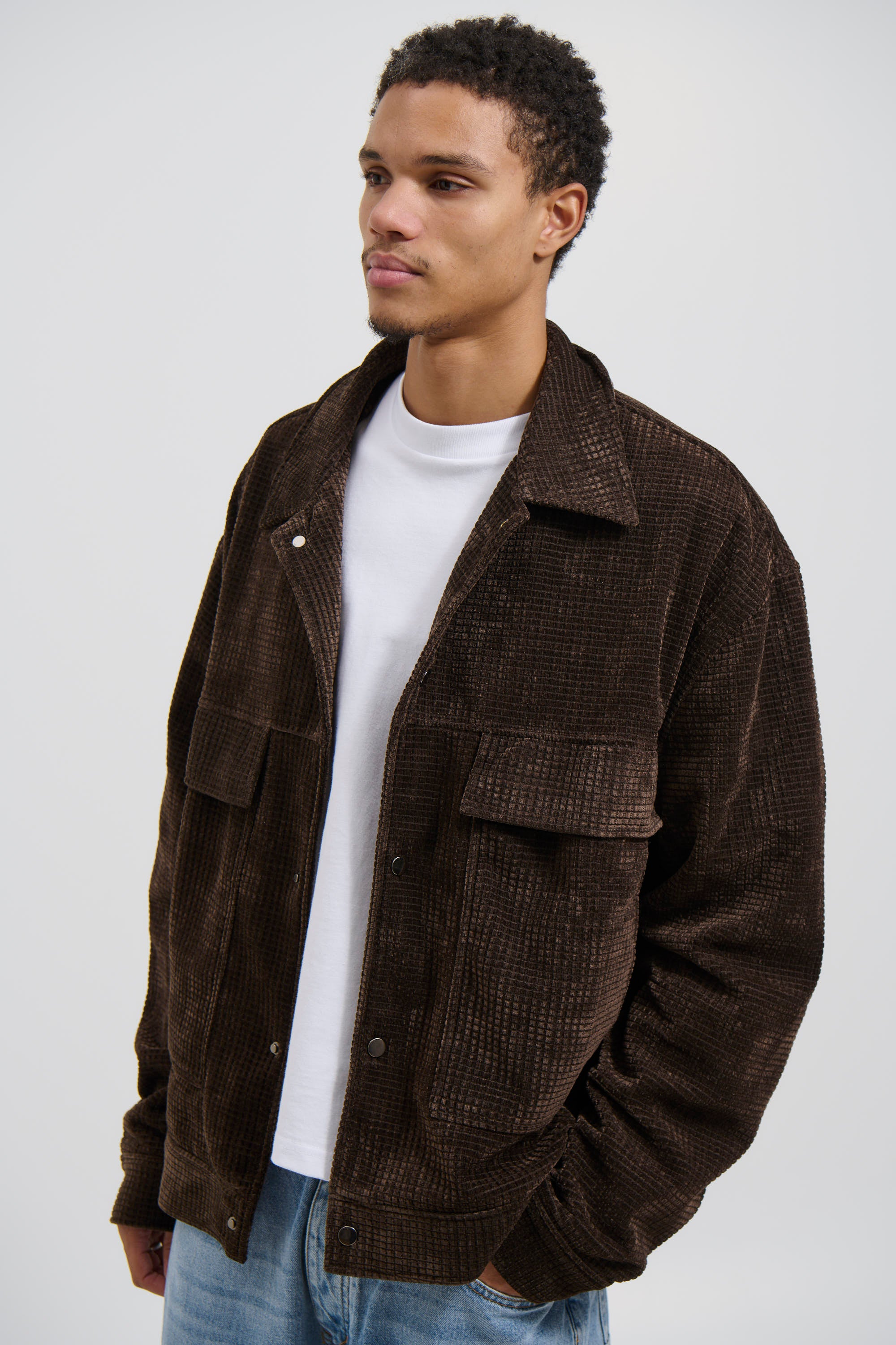 Texture Drop Sleeve Jacket Choc