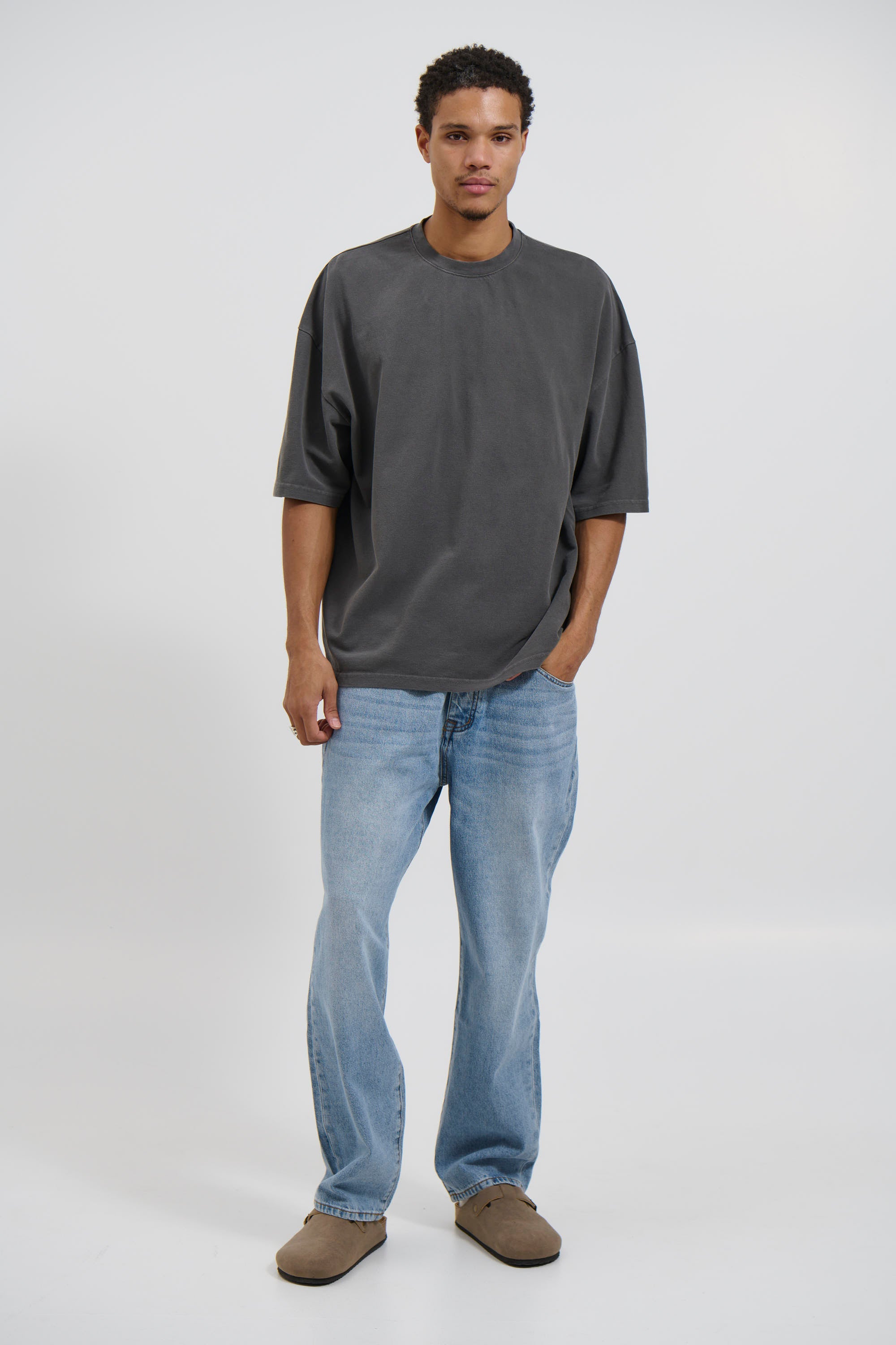Ruben Cotton Pique Tee Charcoal