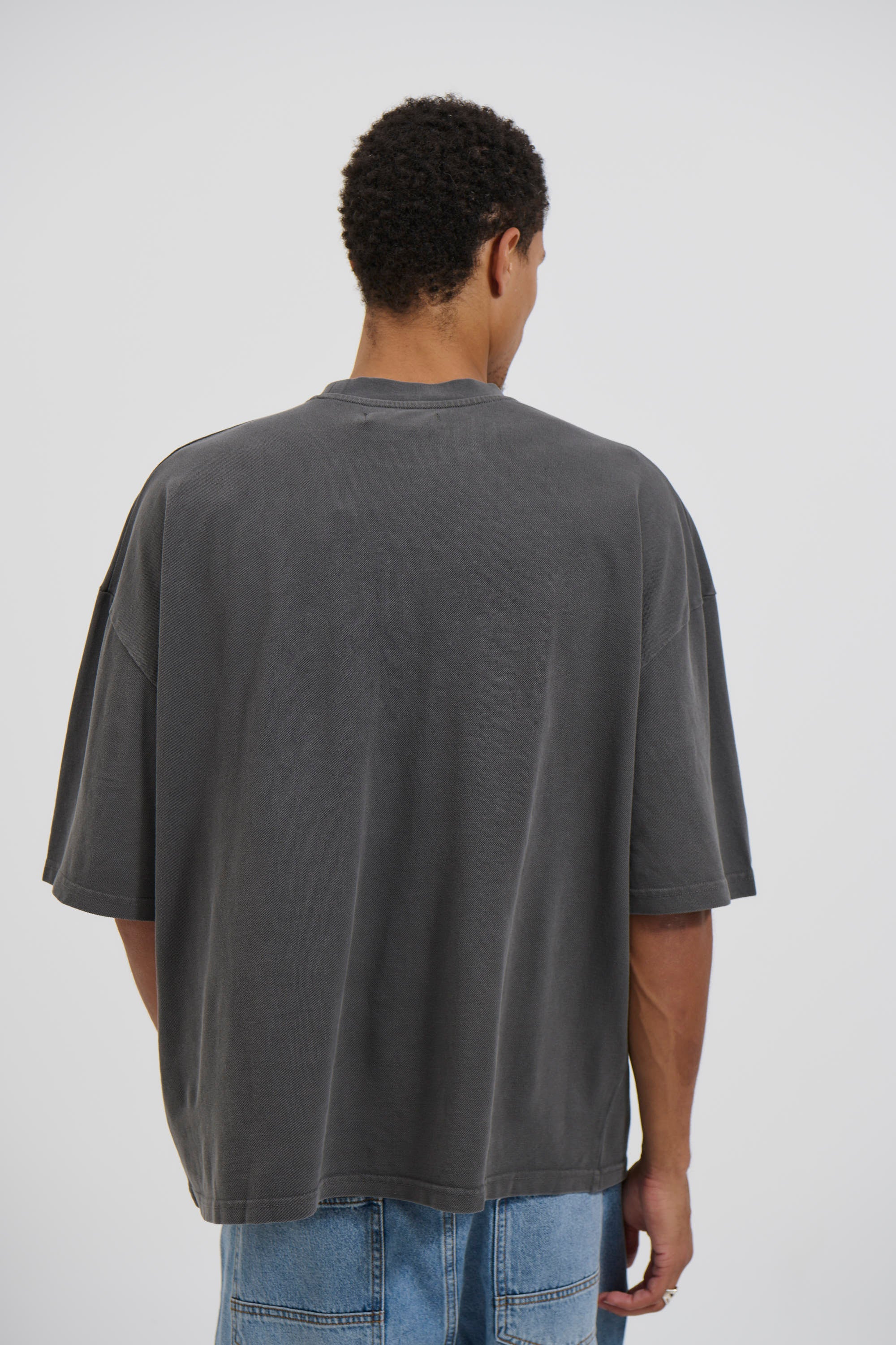 Ruben Cotton Pique Tee Charcoal