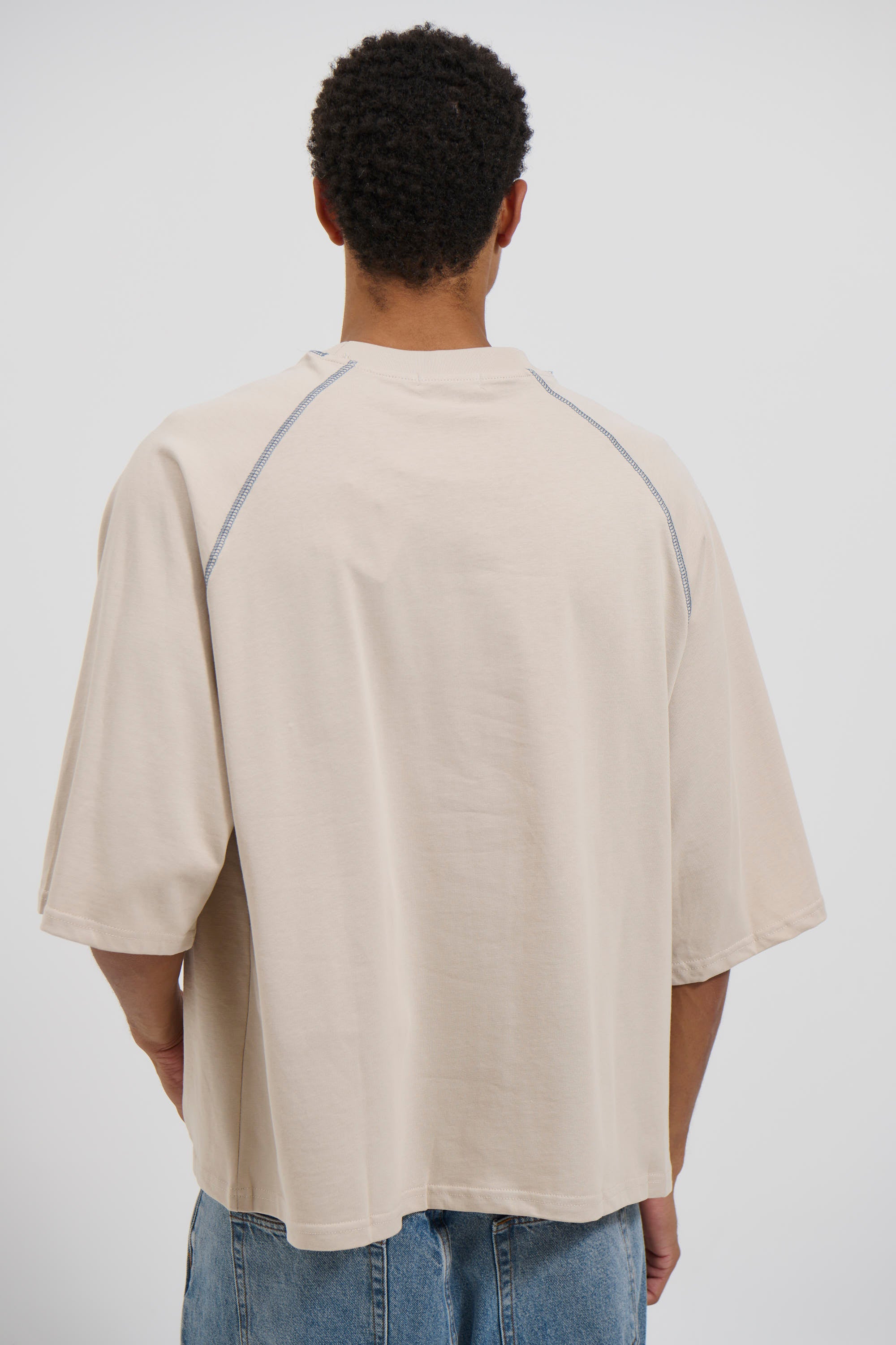 Contrast Stitch Raglan Tee Stone