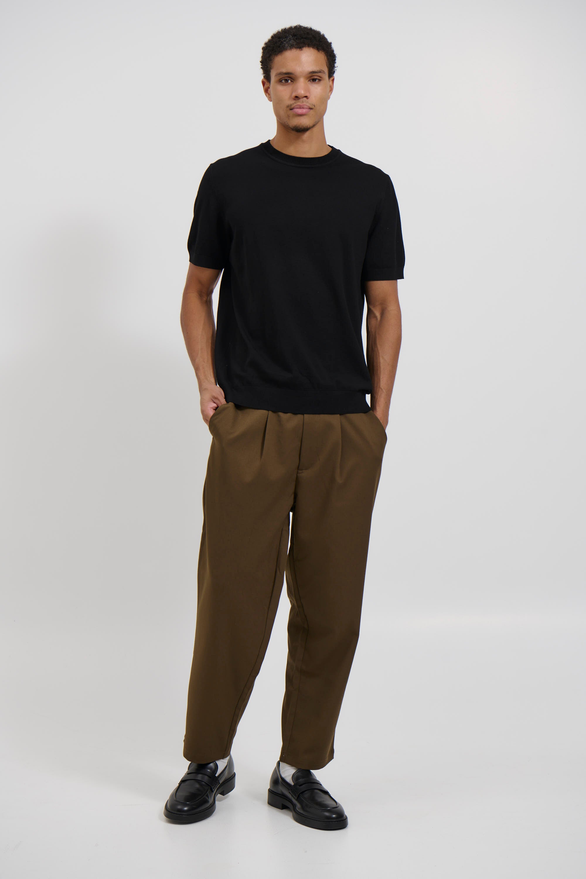 Nigel Fitted Knitted Tee Black