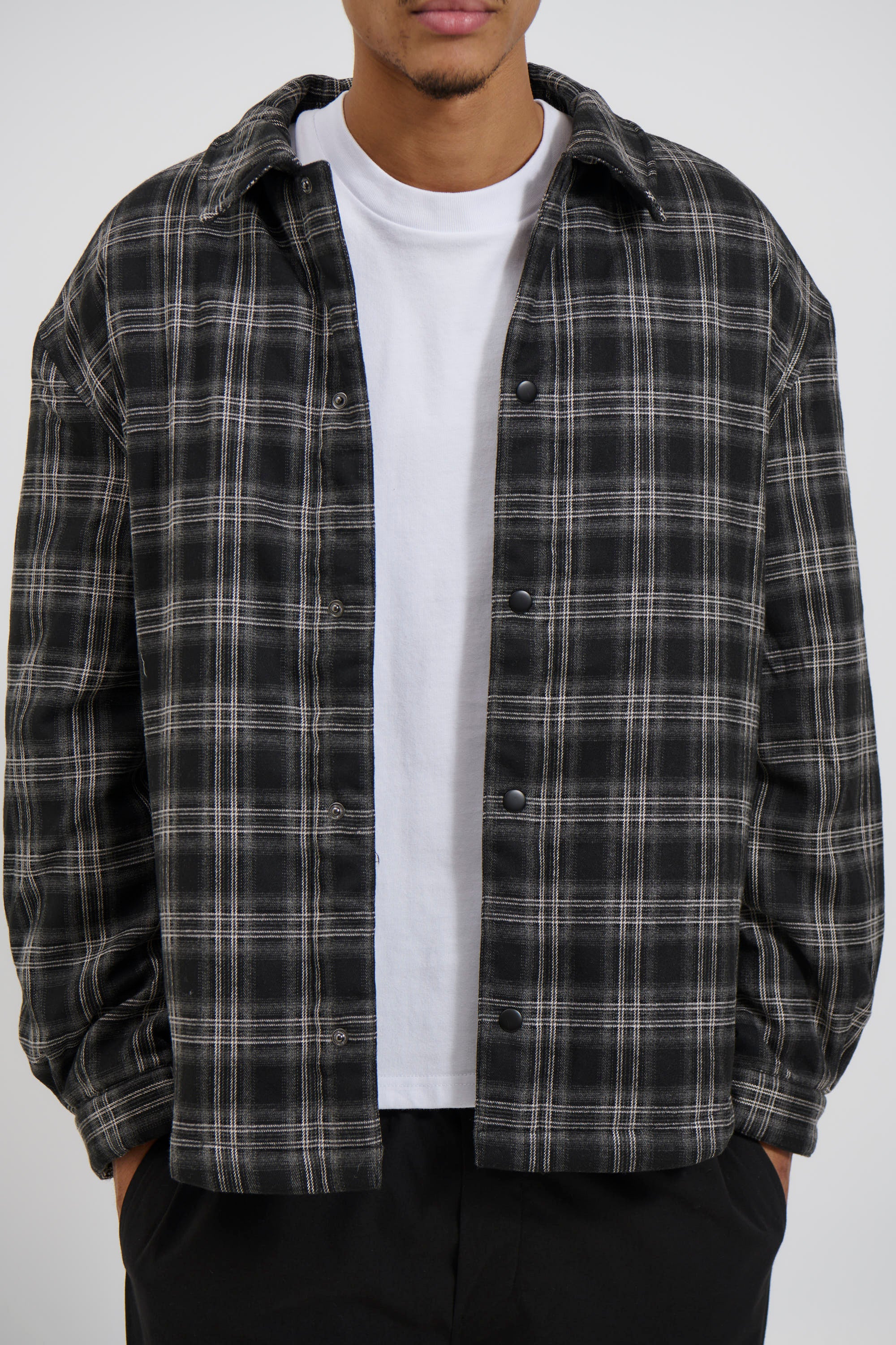 Check Trucker Jacket Black