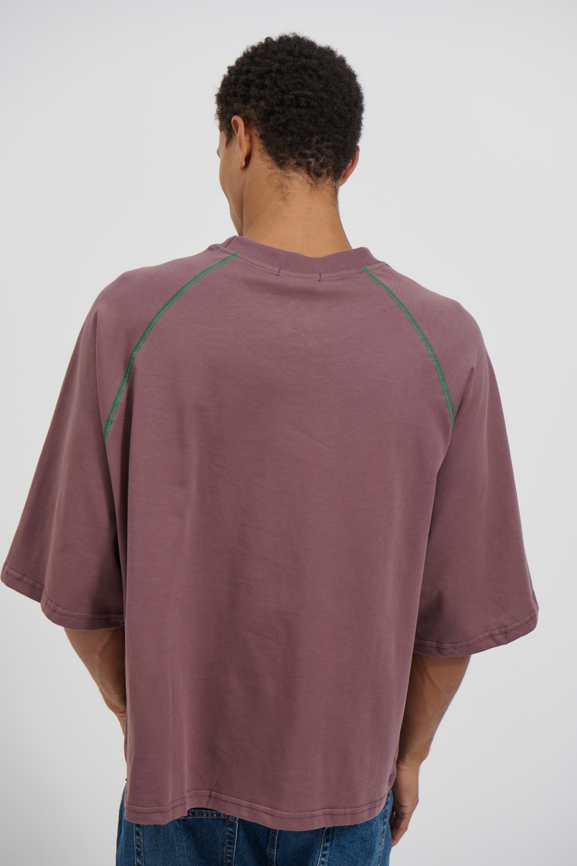 Contrast Stitch Raglan Tee Choc