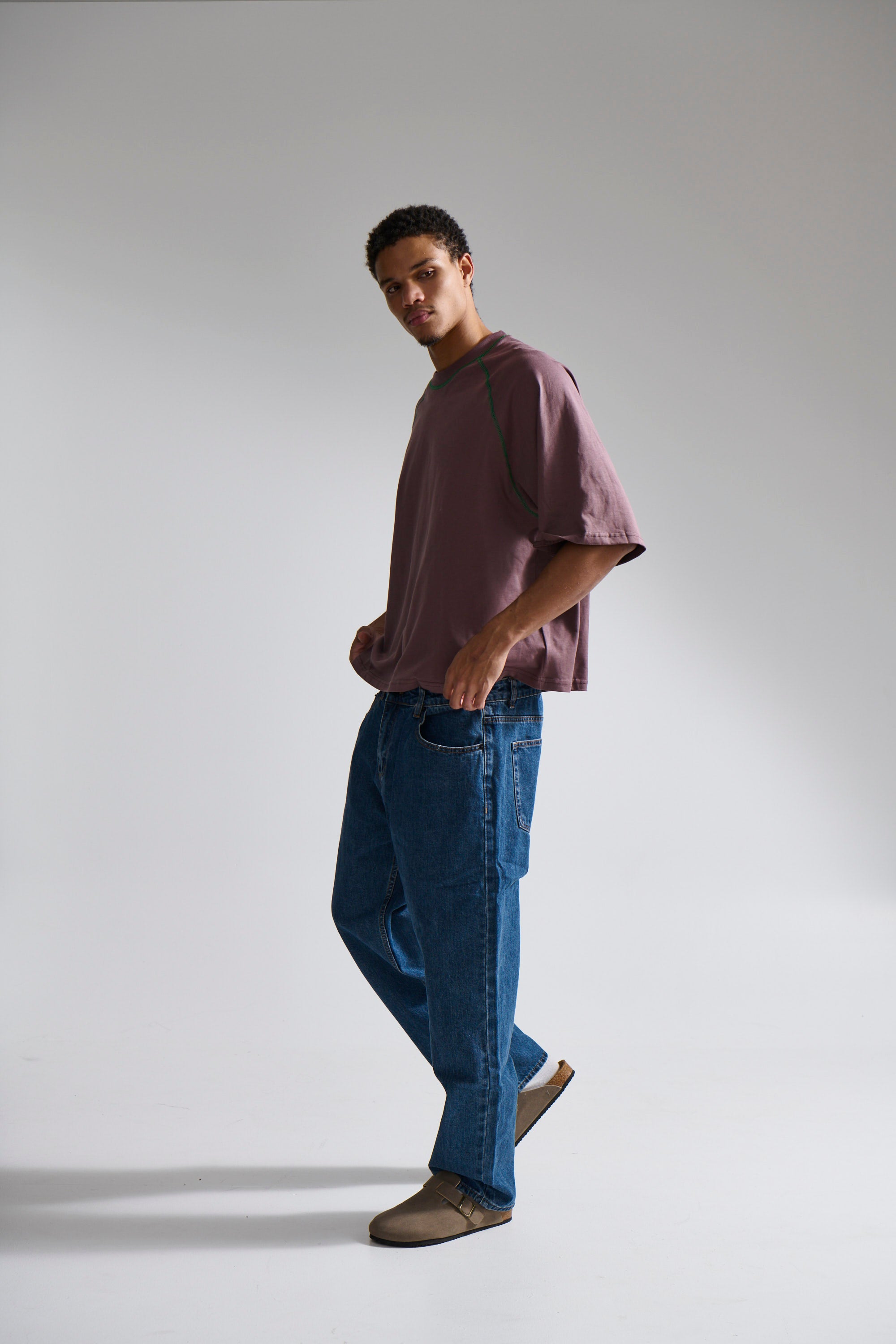 Contrast Stitch Raglan Tee Choc