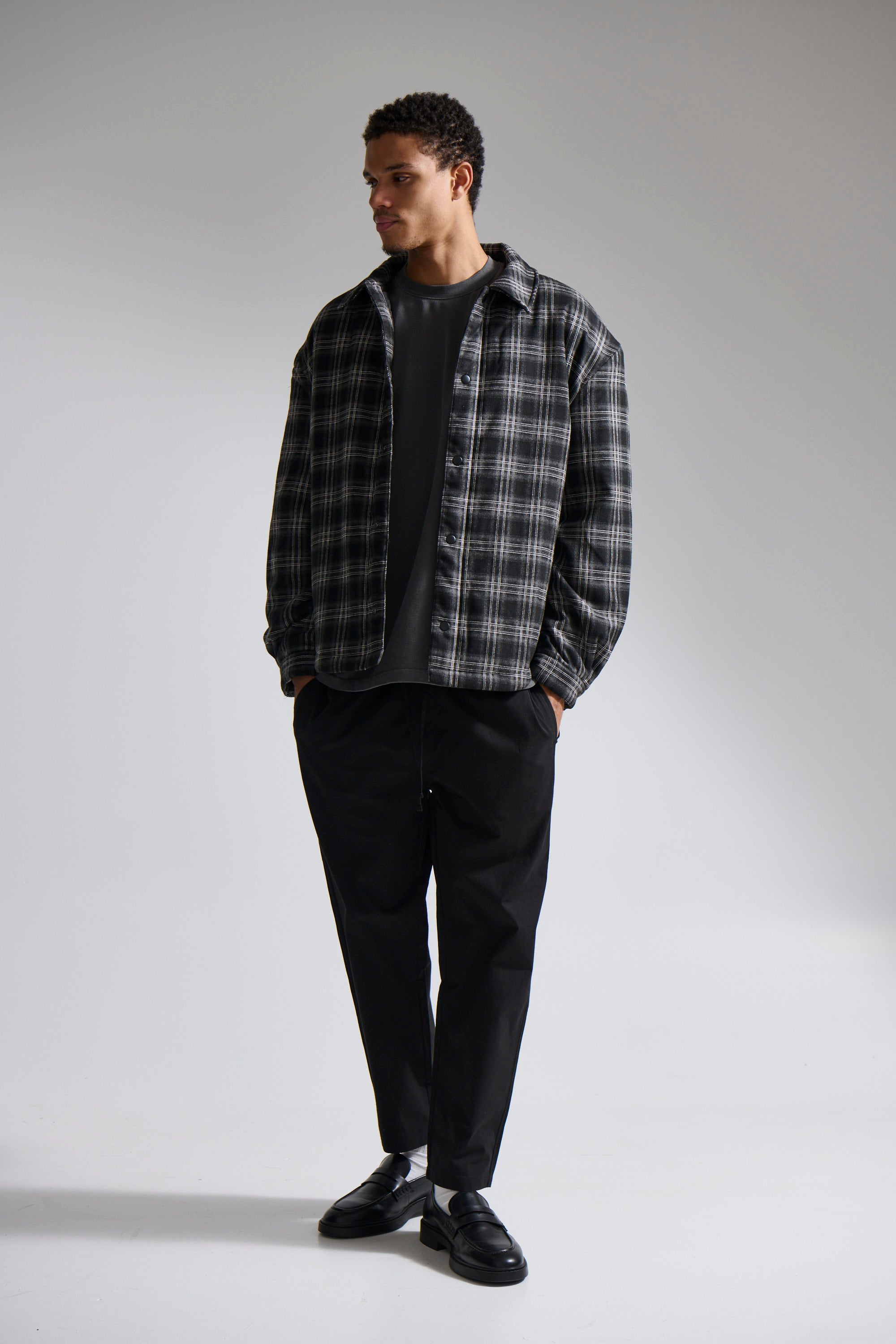 Check Trucker Jacket Black