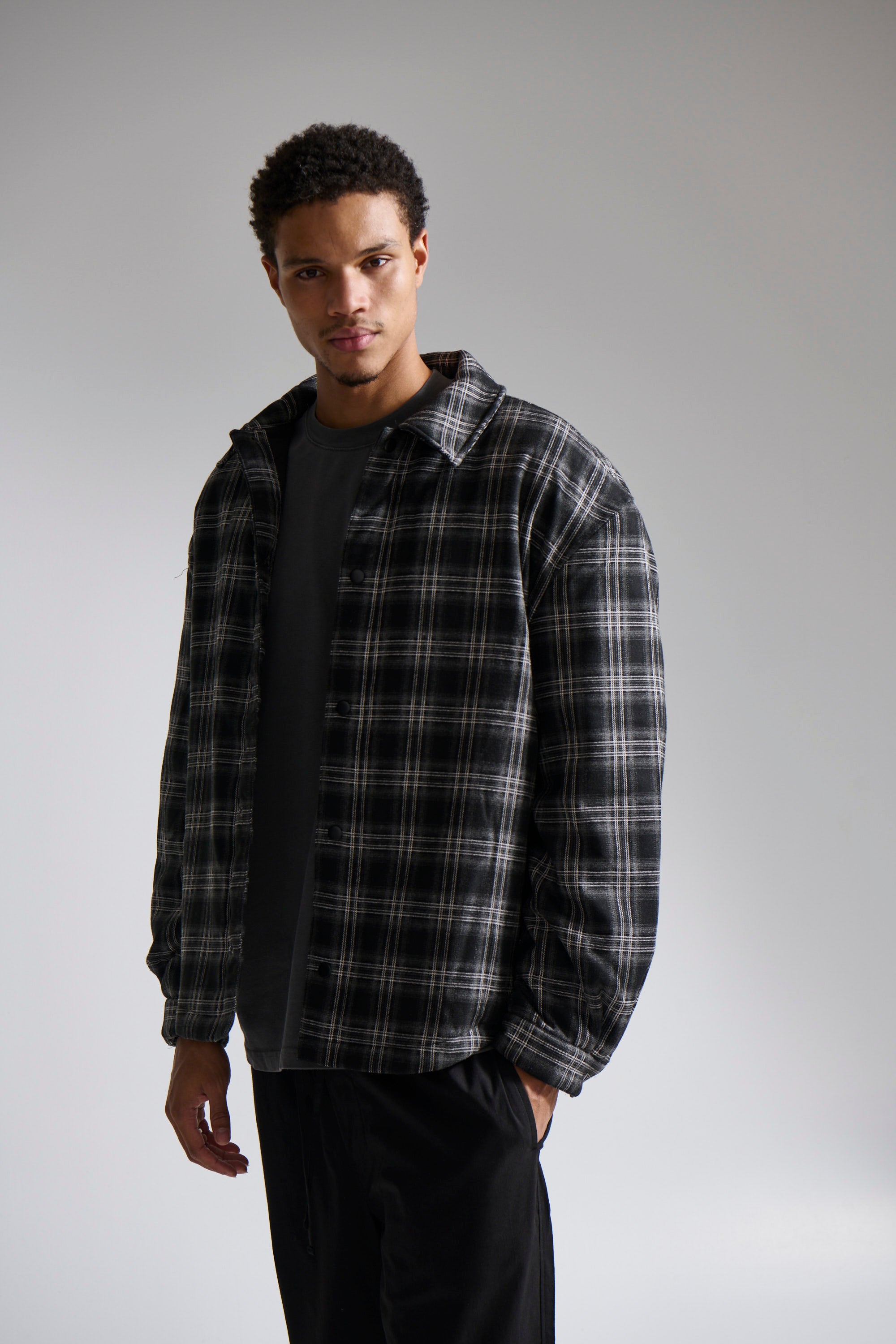 Check Trucker Jacket Black