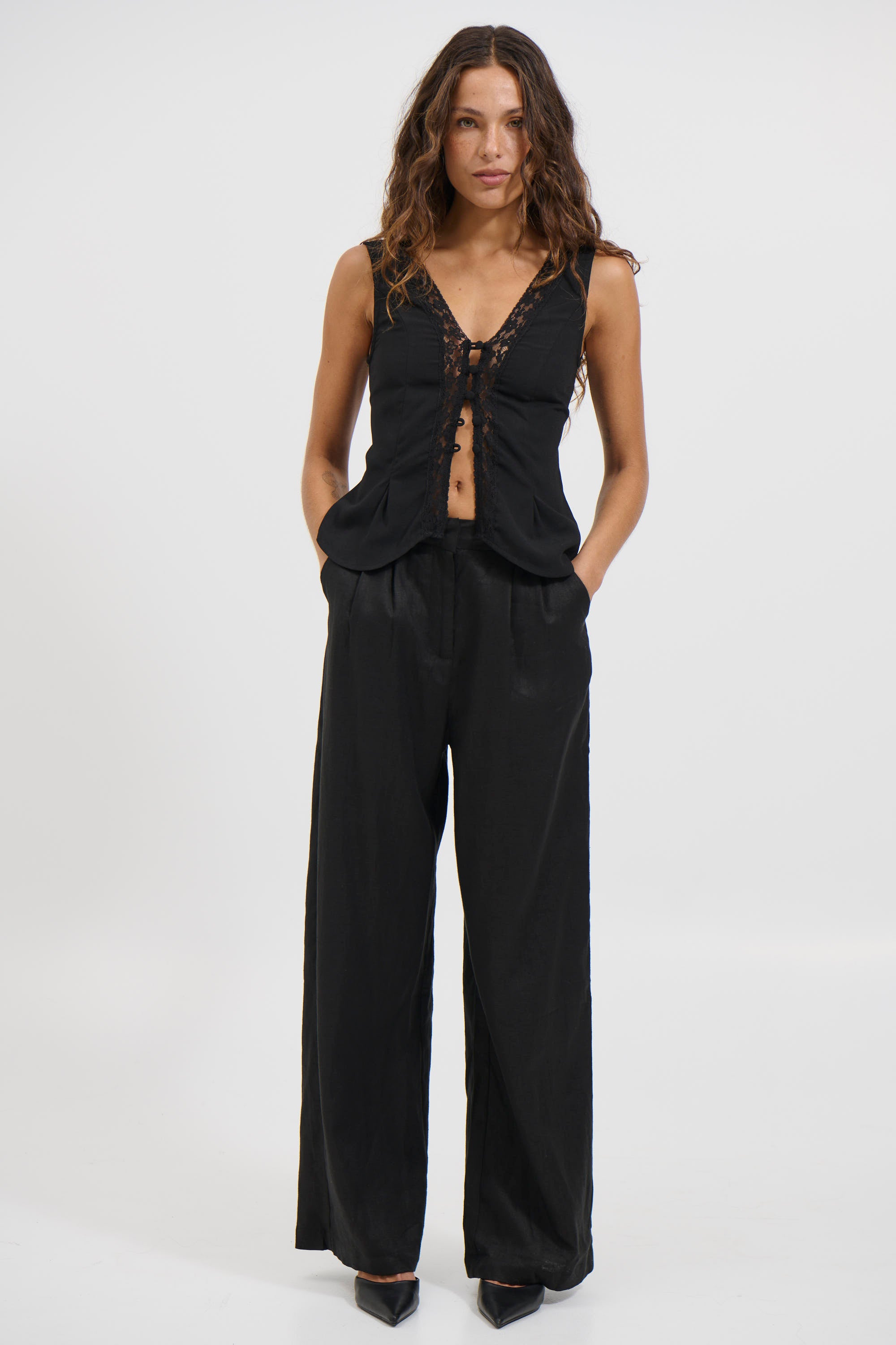 Laney Linen Pant Black
