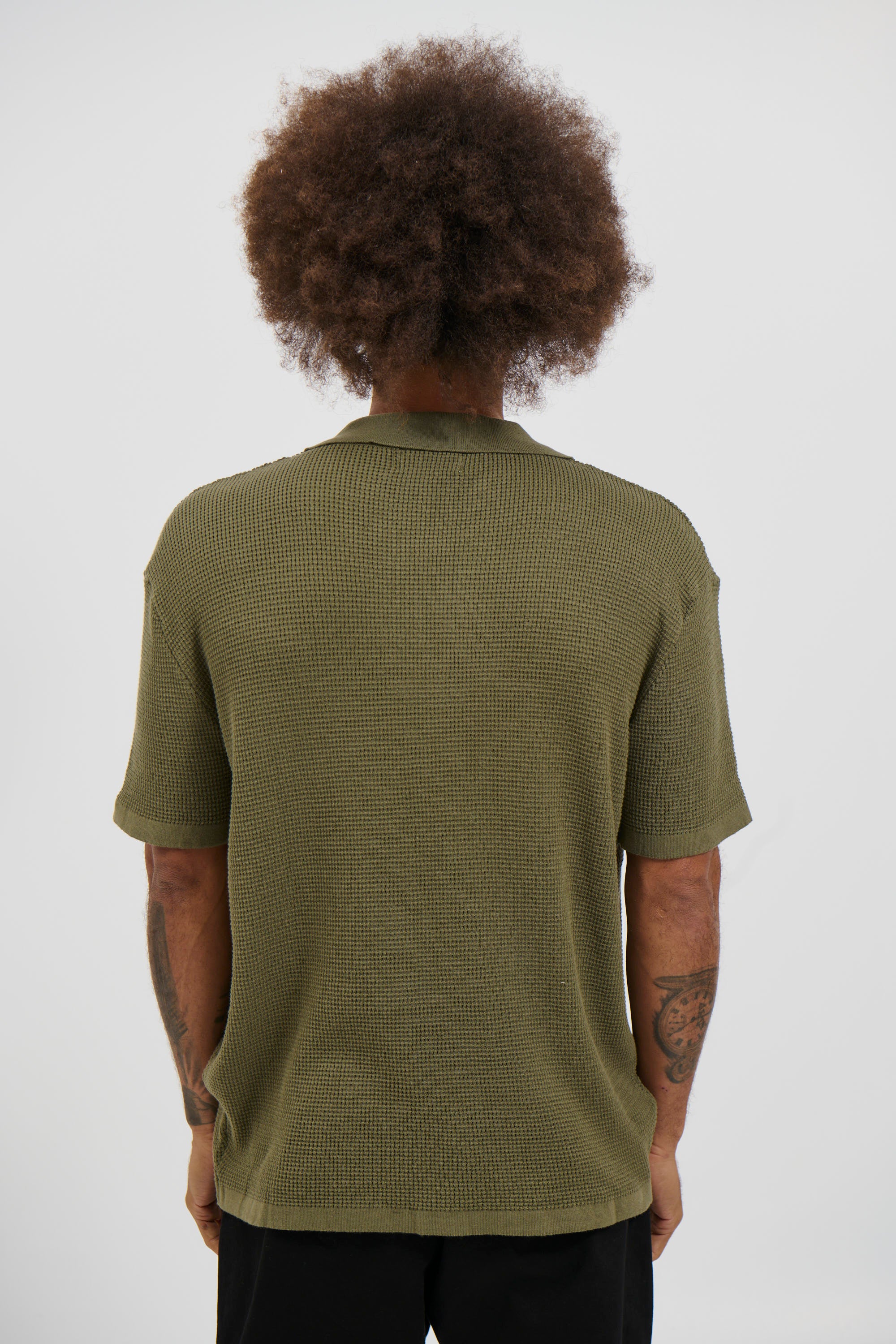 NTH Open Neck Polo Army - FINAL SALE