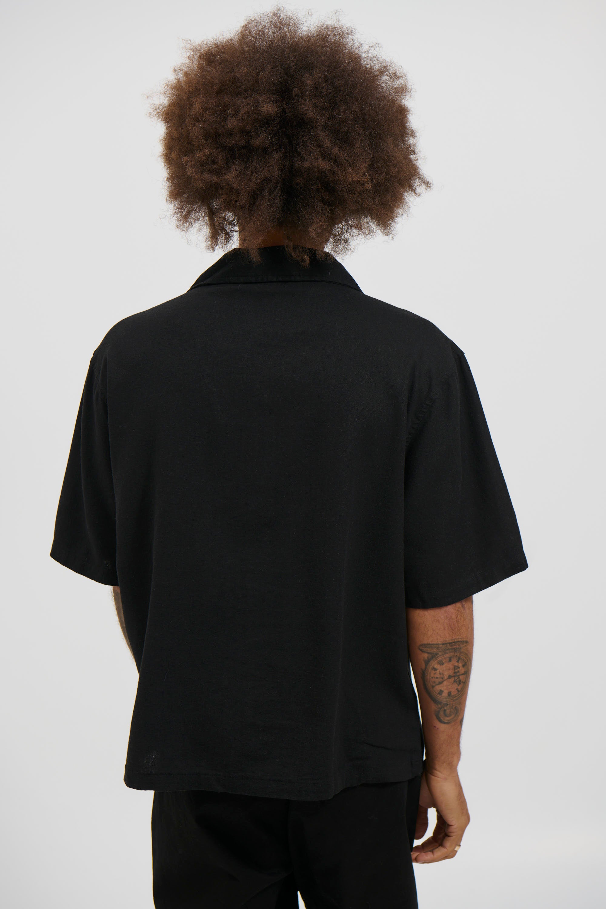 Raf Cropped Shirt Linen Black