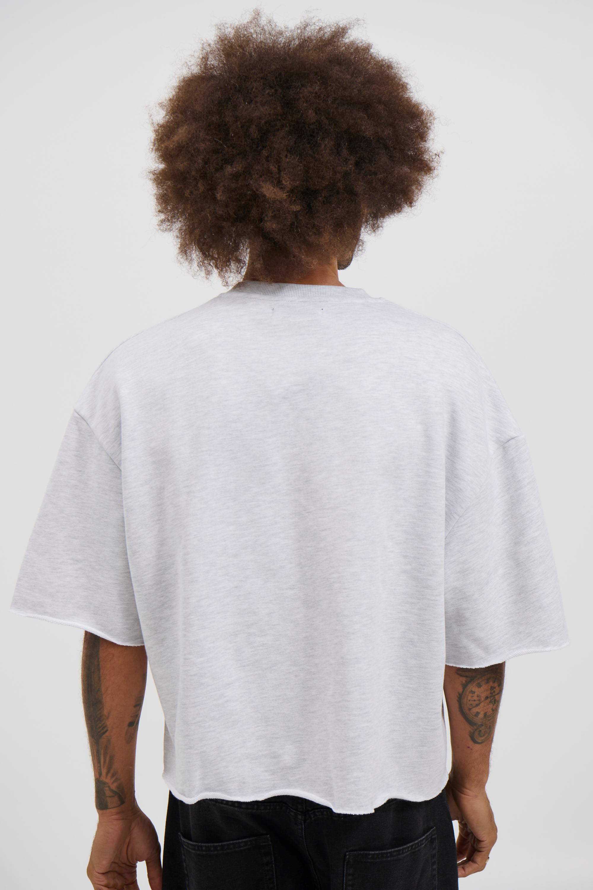 Crop Box Fleece Tee Heather Grey