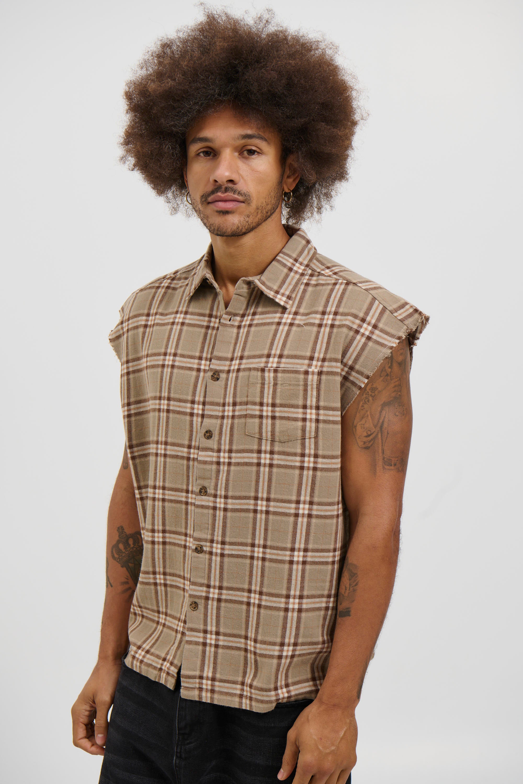 Brooklyn Check Cutoff Light Brown