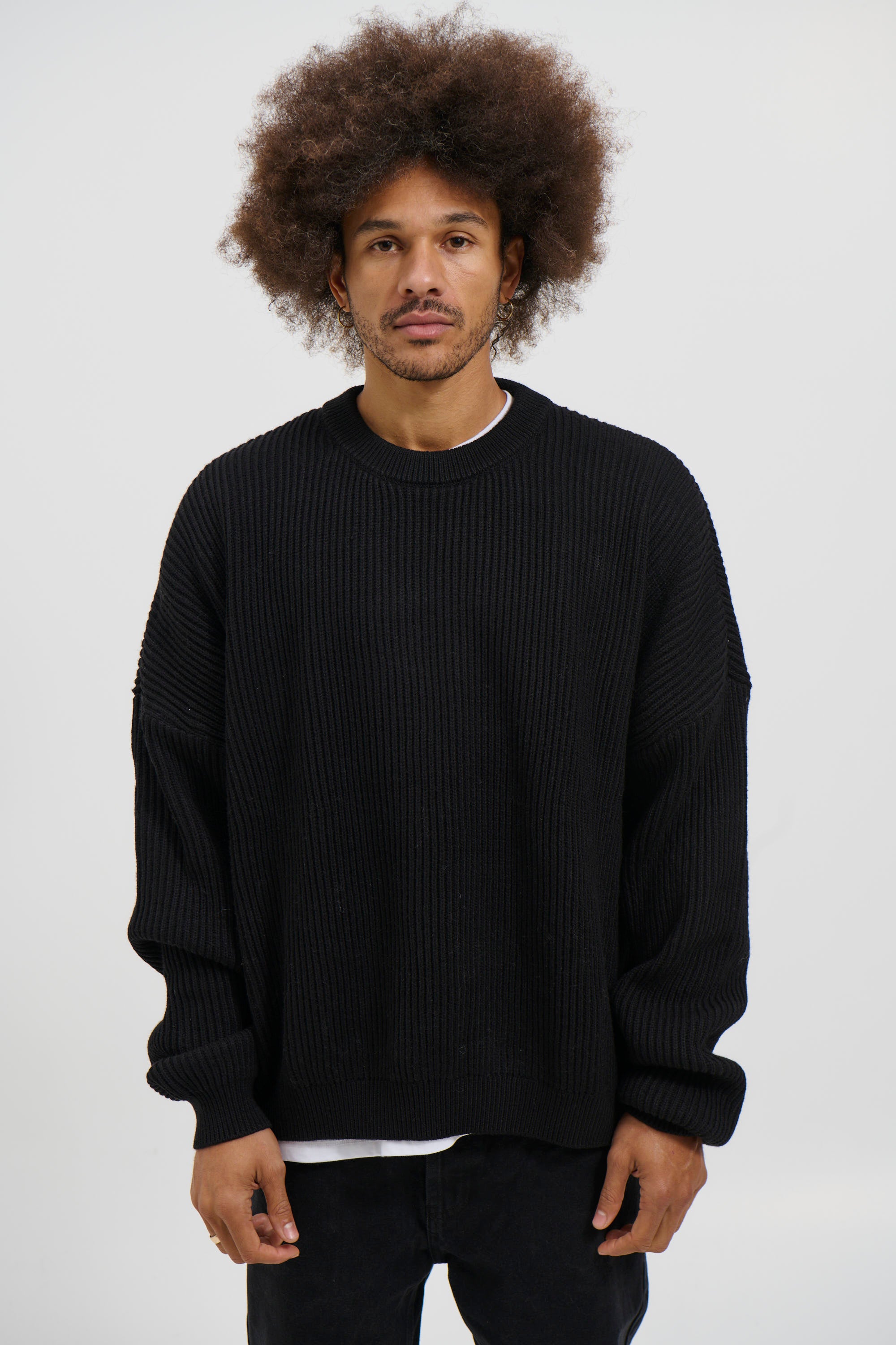 Drop Sleeve Heavy Knit Black