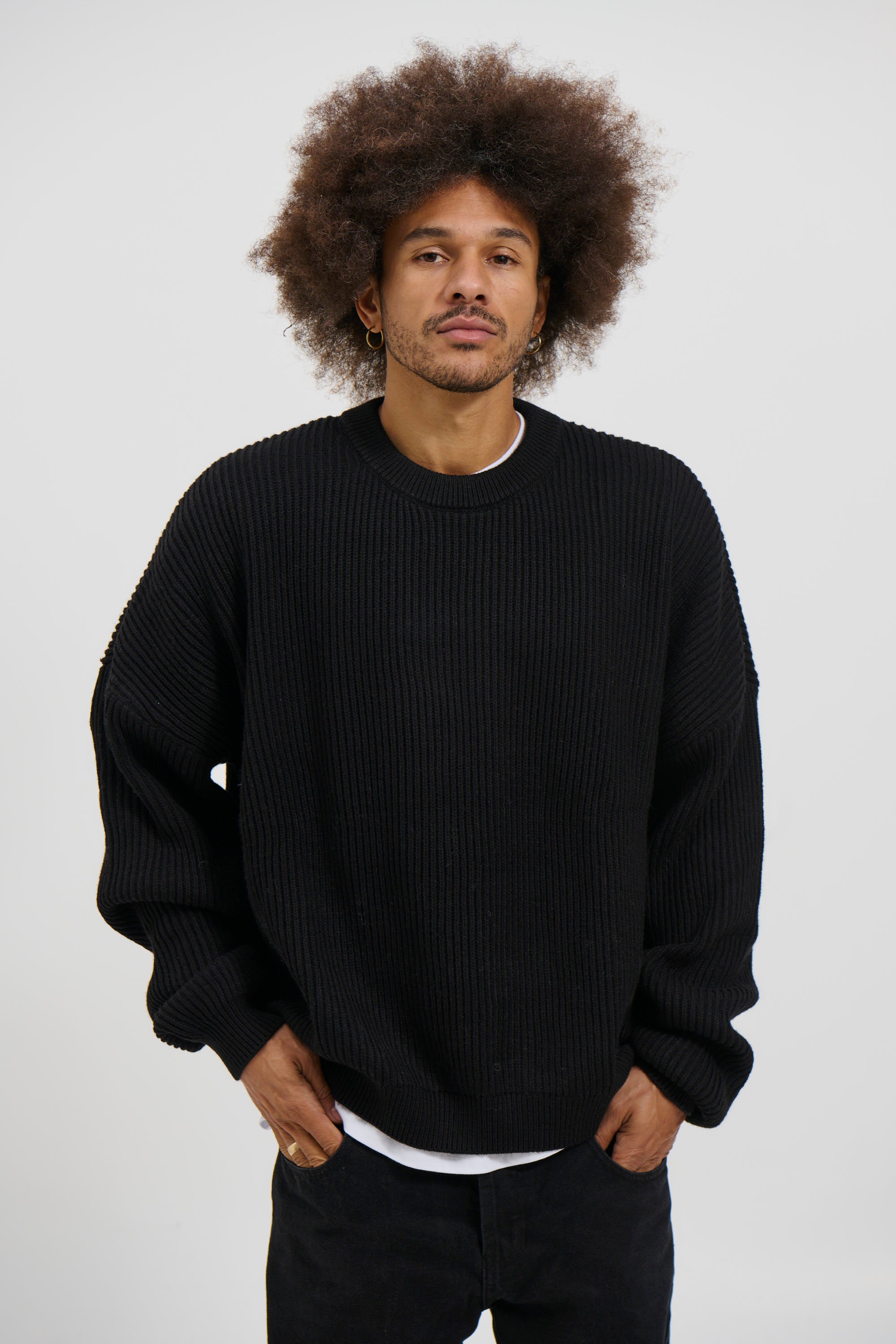 Drop Sleeve Heavy Knit Black