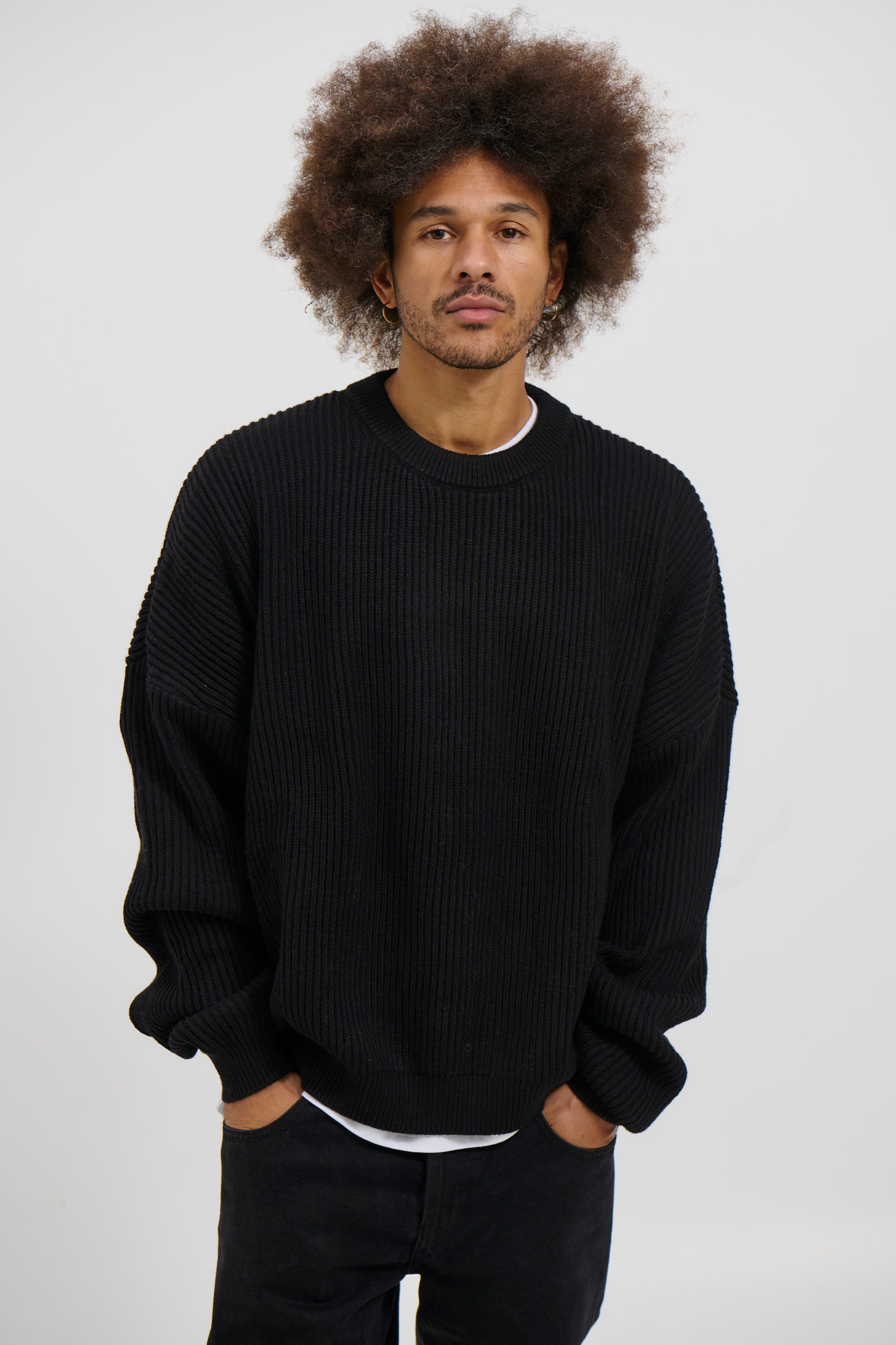 Drop Sleeve Heavy Knit Black