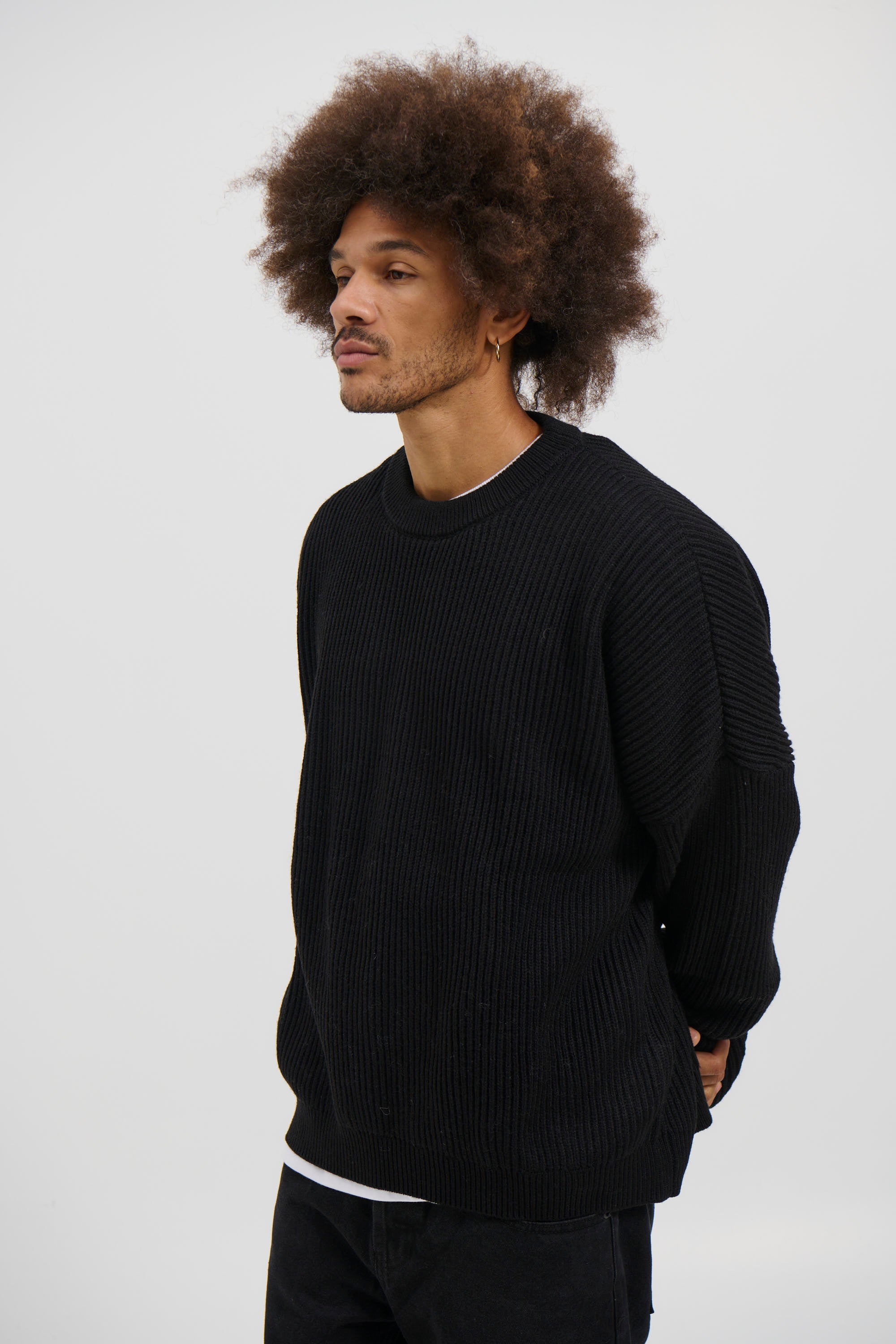 Drop Sleeve Heavy Knit Black