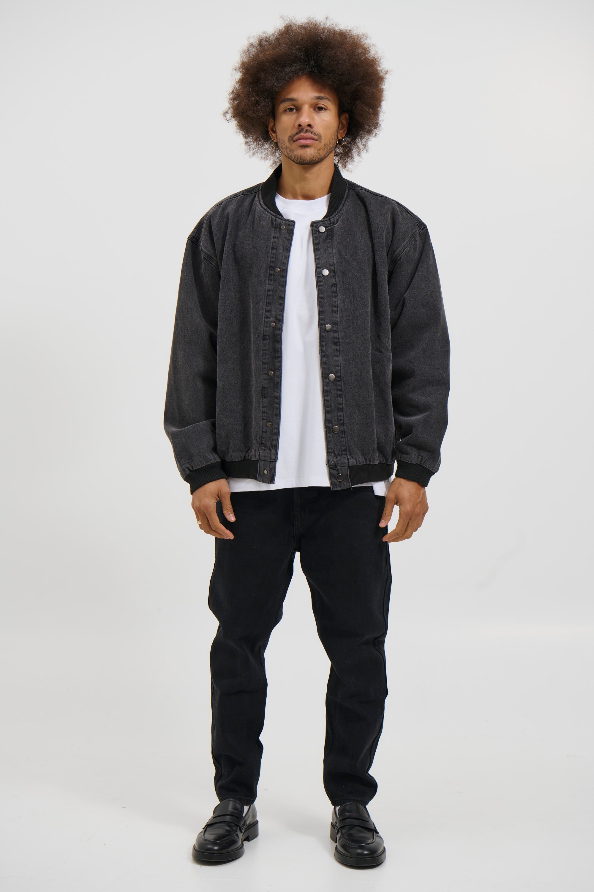 Vintage Bomber Denim Jacket Black
