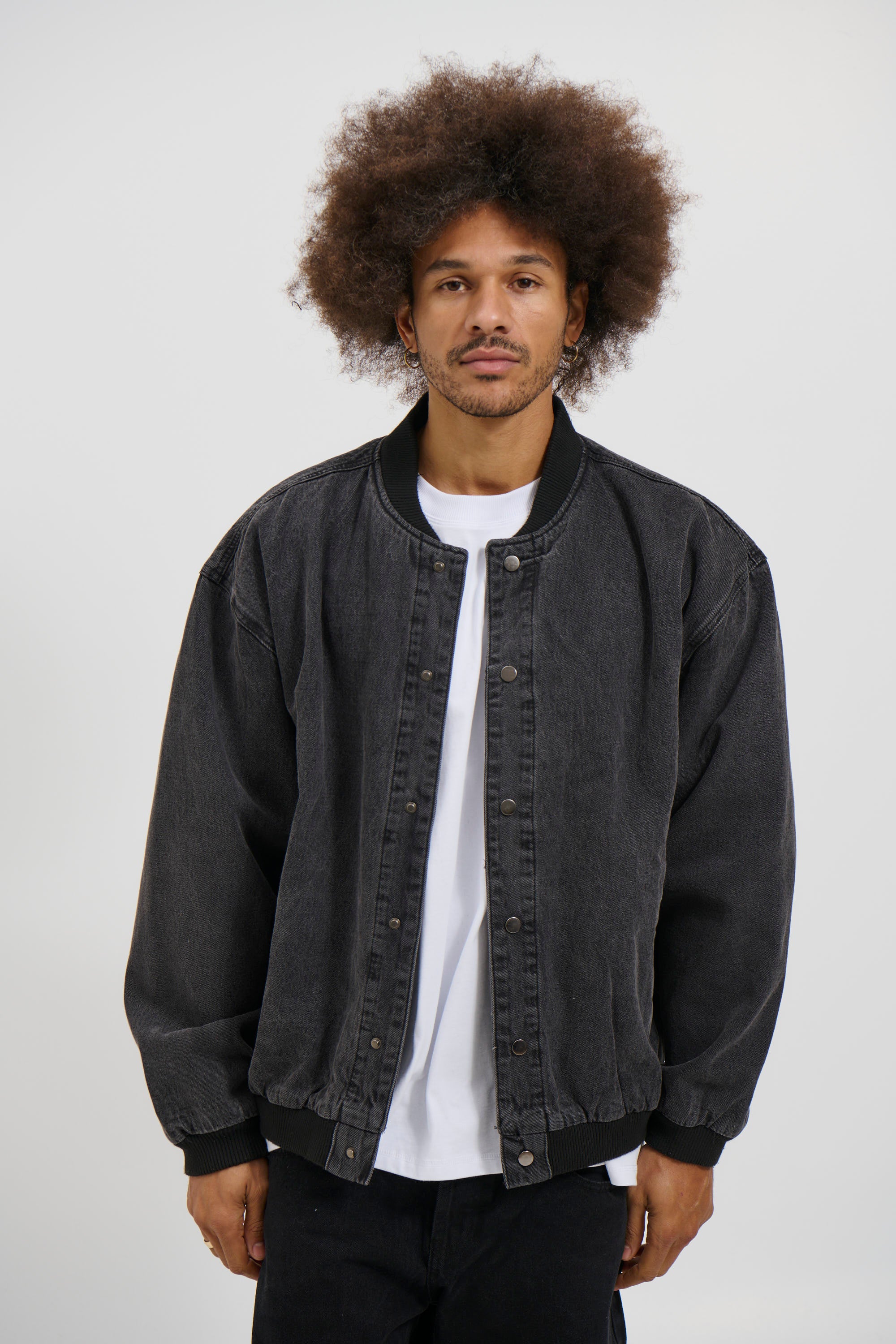 Vintage Bomber Denim Jacket Black
