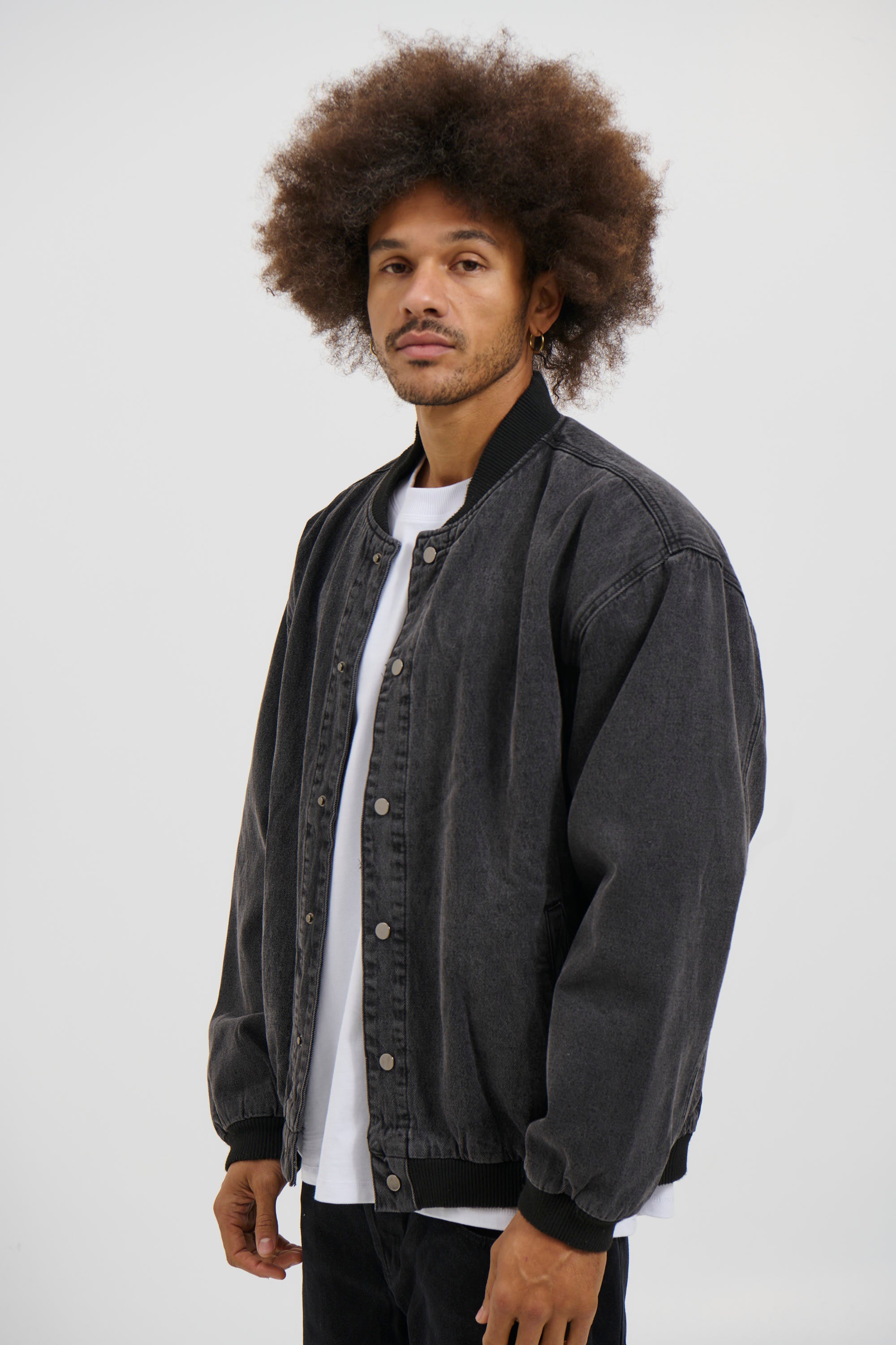 Vintage Bomber Denim Jacket Black