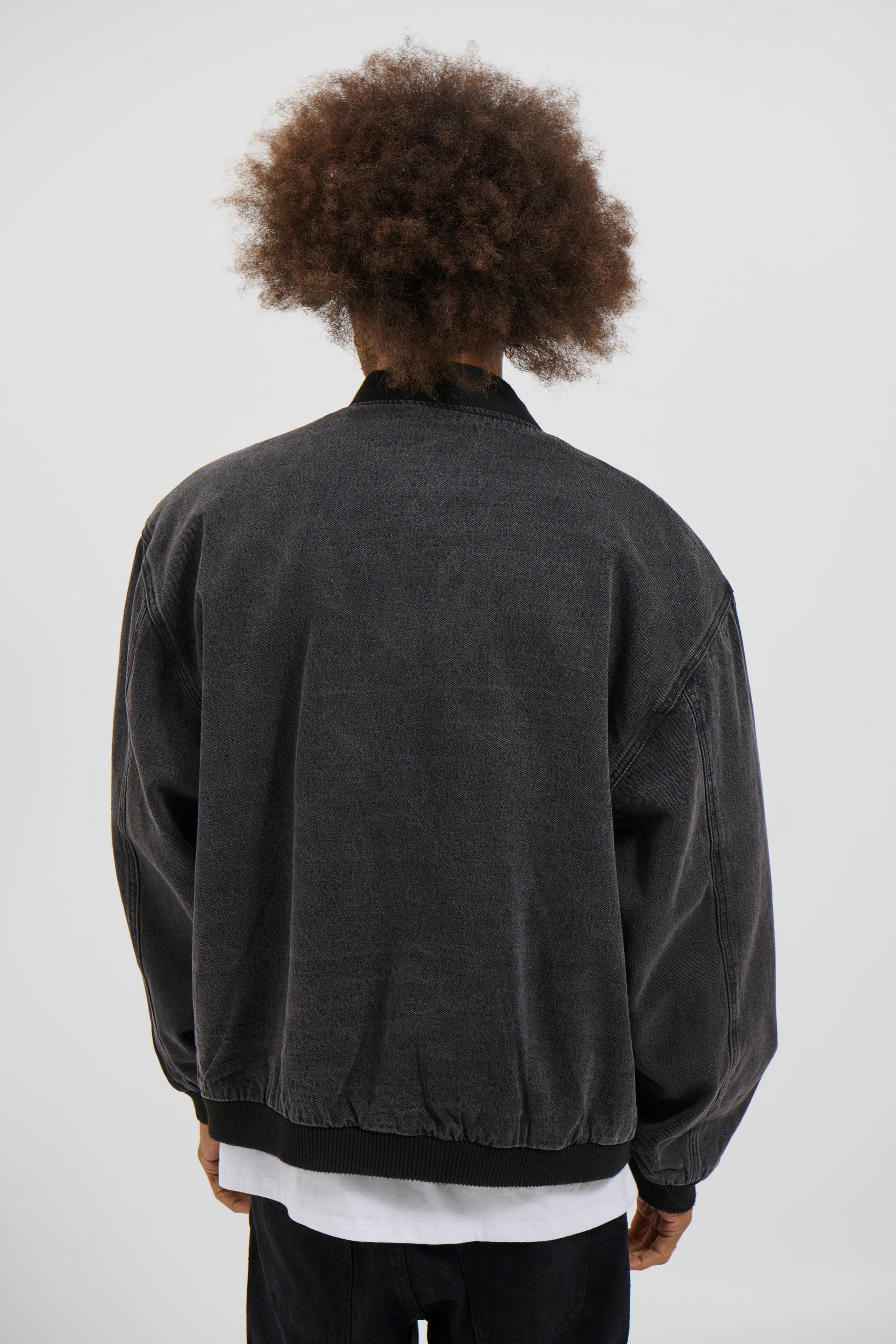 Vintage Bomber Denim Jacket Black