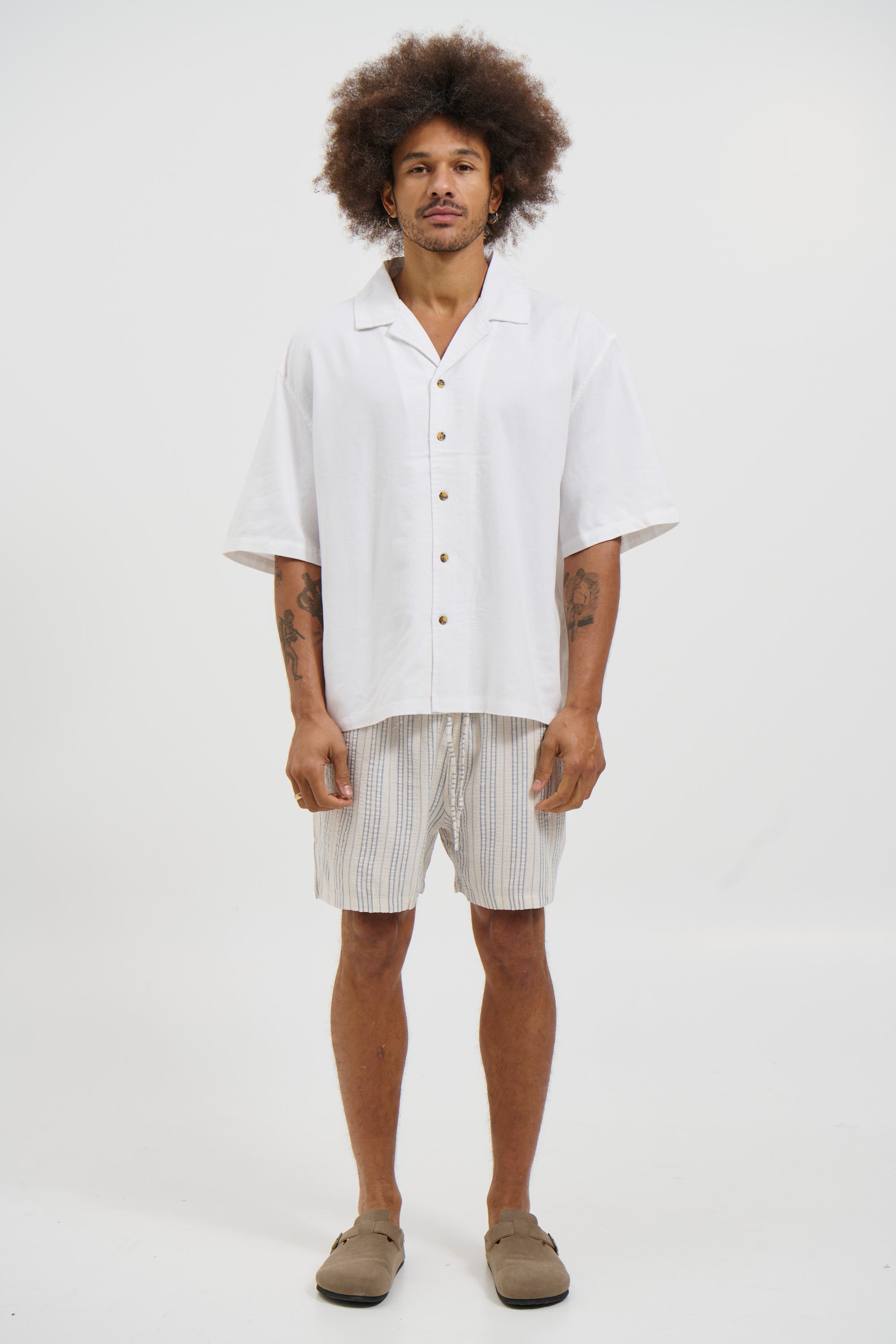 Raf Cropped Shirt Linen White