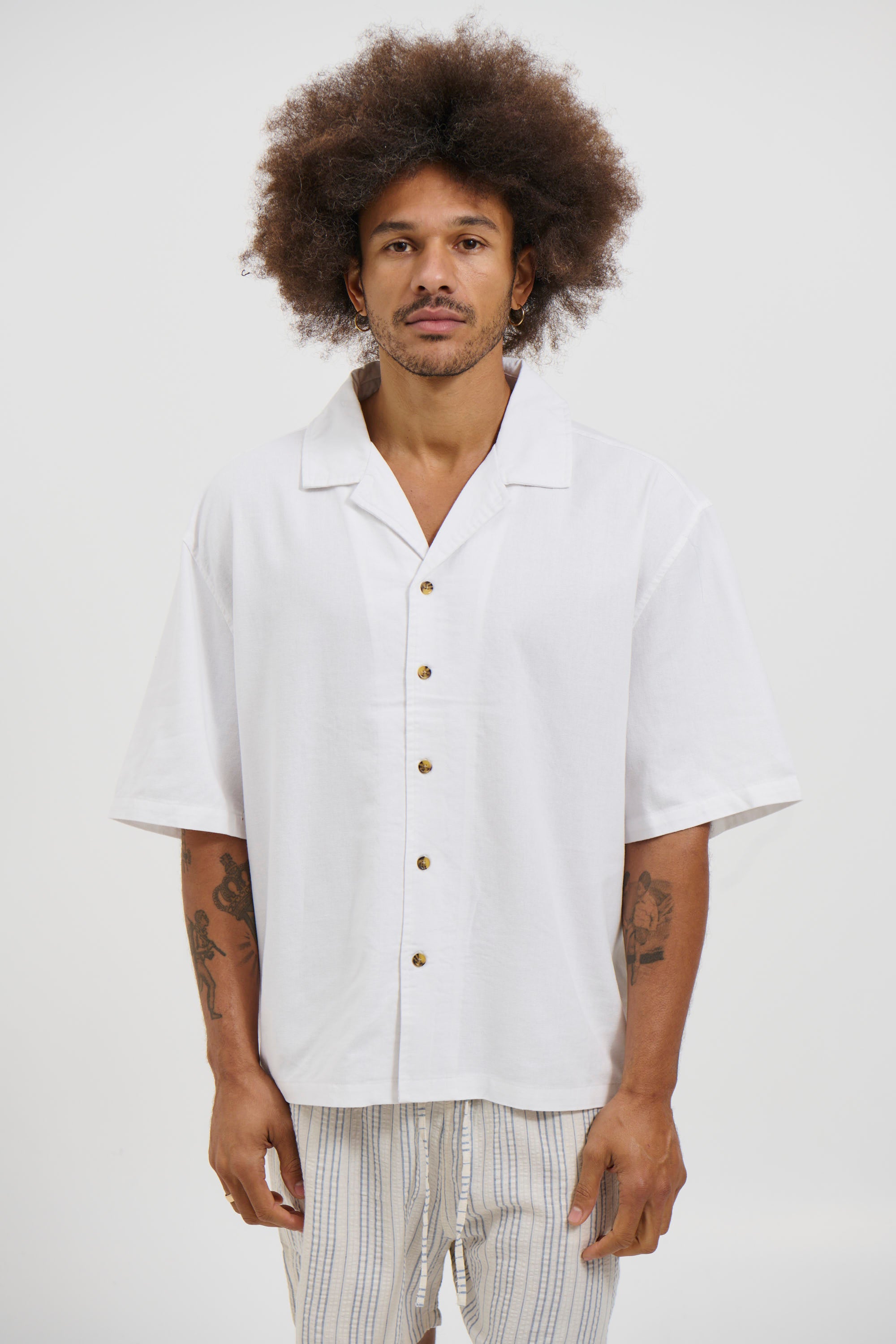 Raf Cropped Shirt Linen White