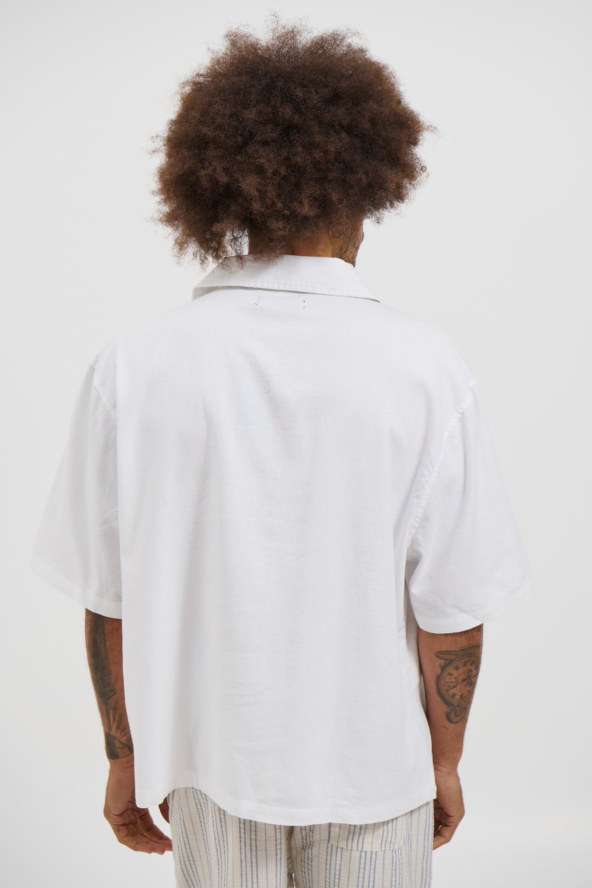 Raf Cropped Shirt Linen White