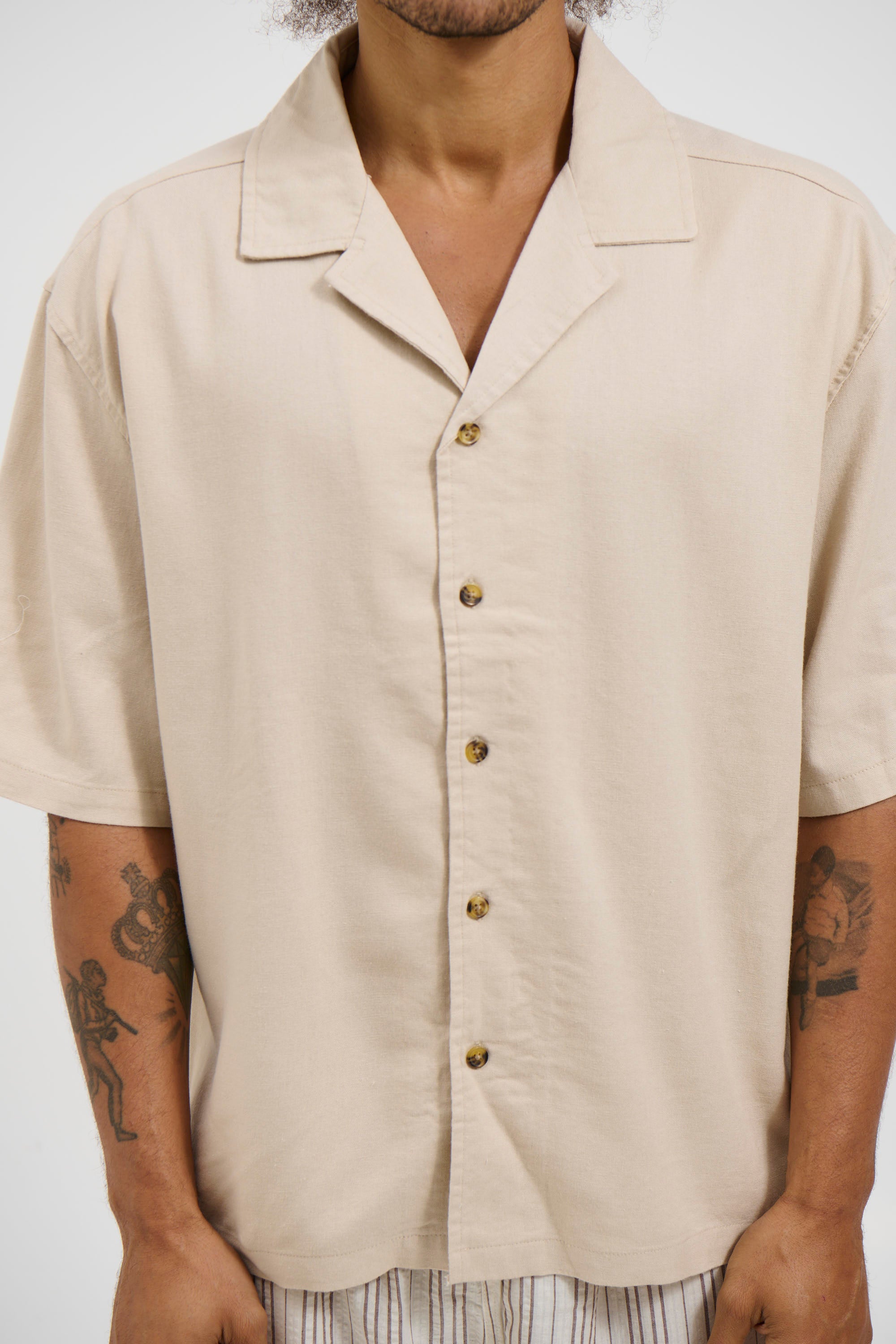 Raf Cropped Shirt Linen Oat