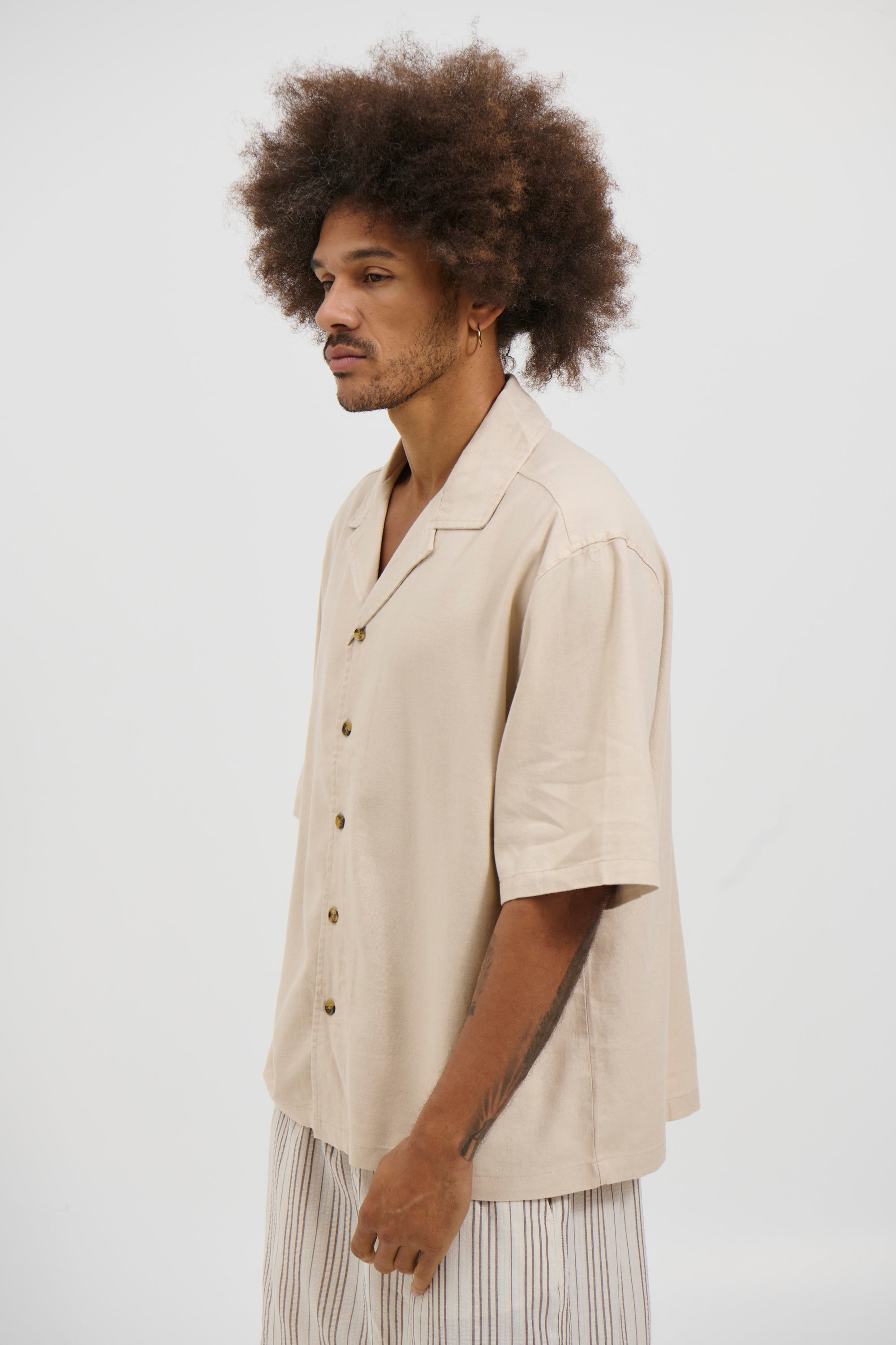 Raf Cropped Shirt Linen Oat
