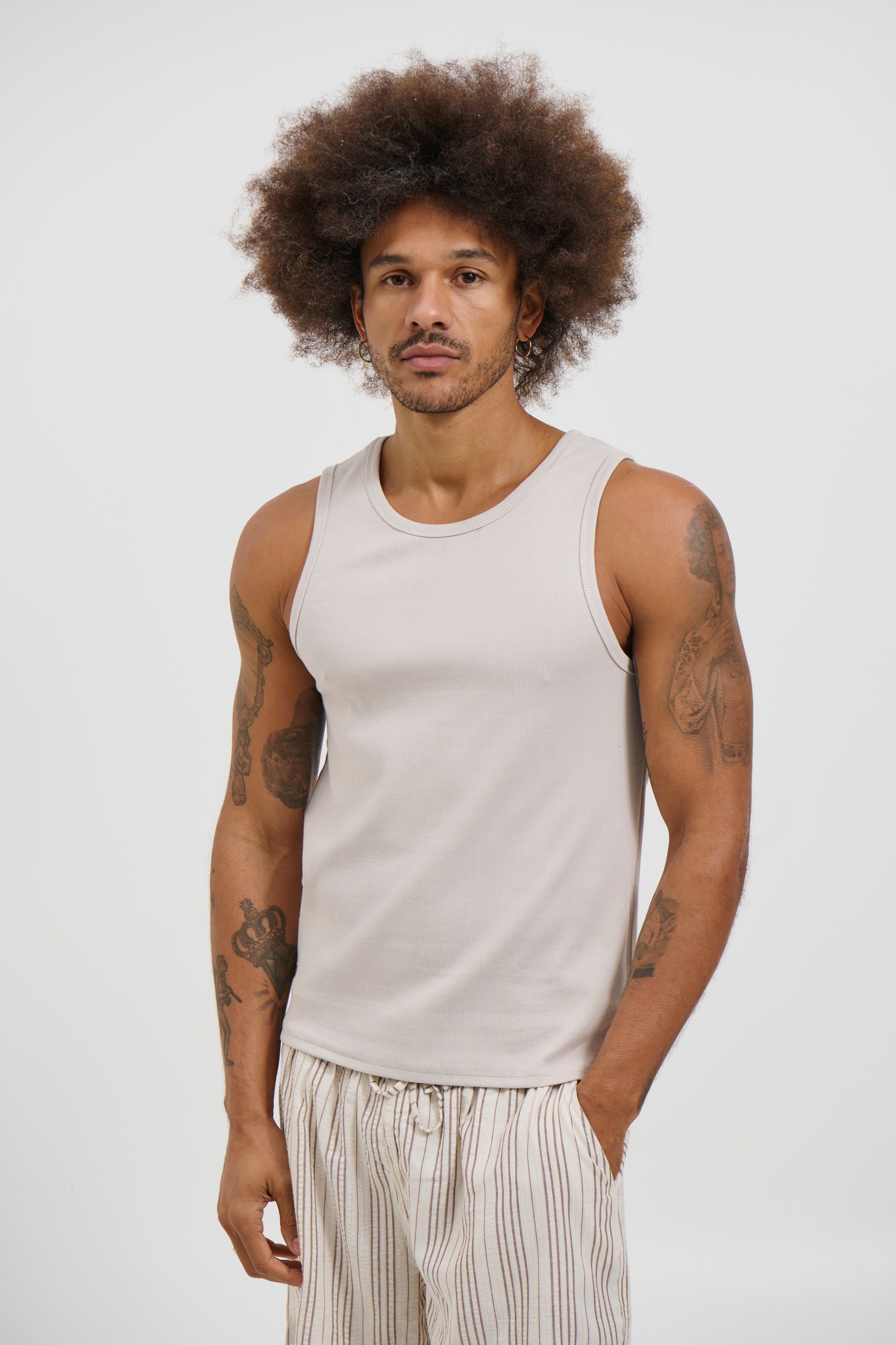 Declan Fitted Tank Beige