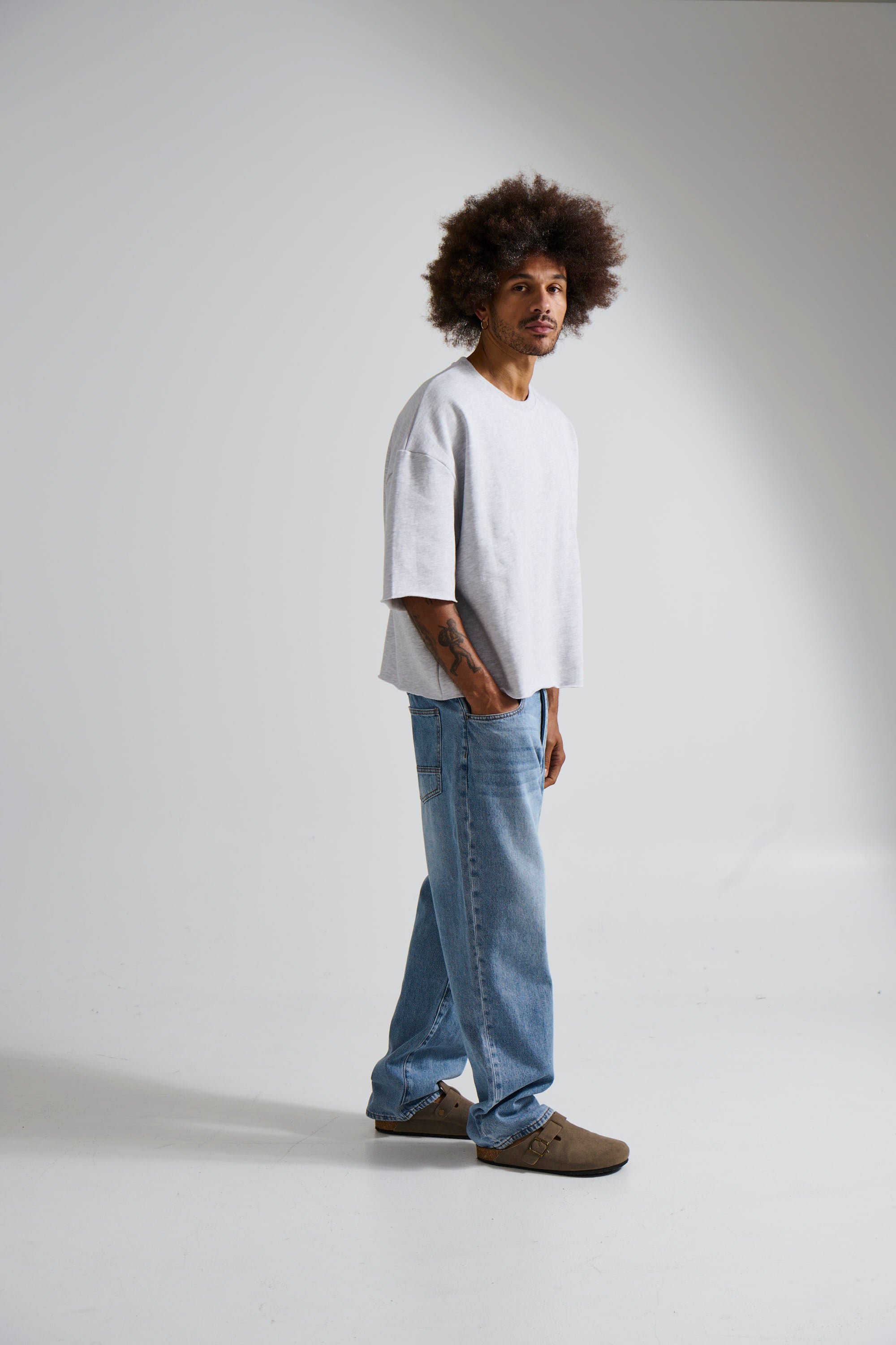 Crop Box Fleece Tee Heather Grey