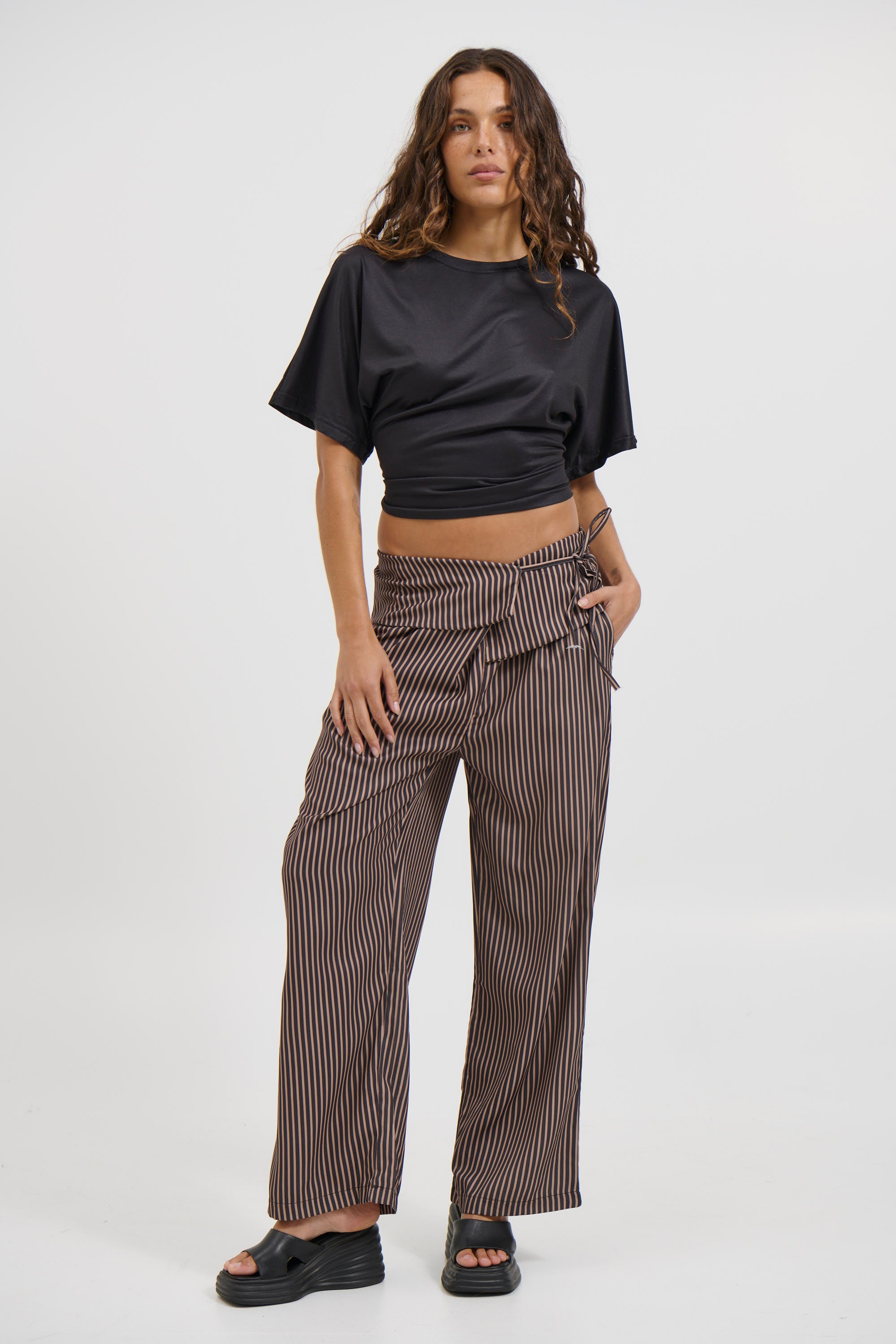 June Pinstripe Pant Brown
