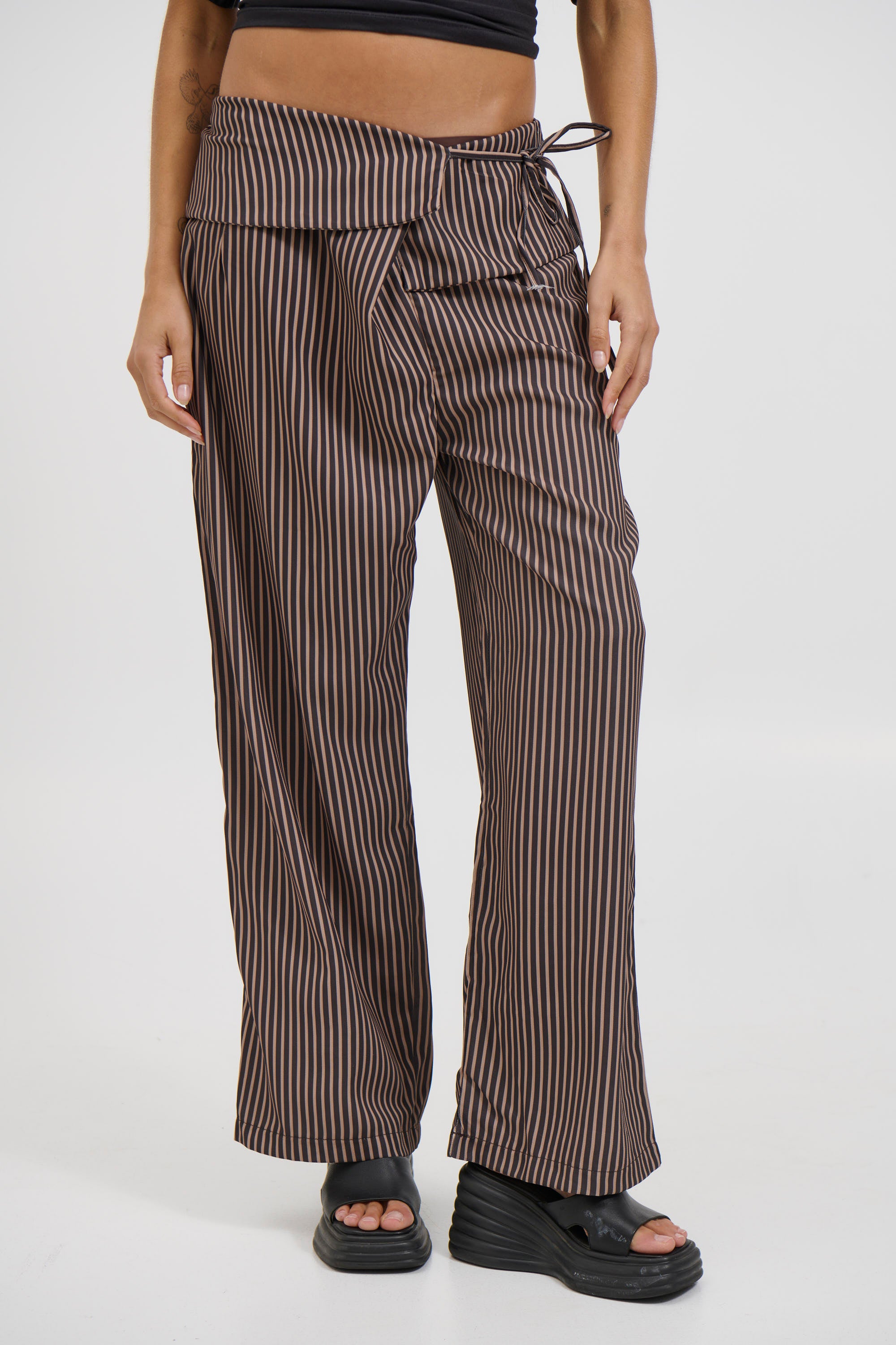 June Pinstripe Pant Brown