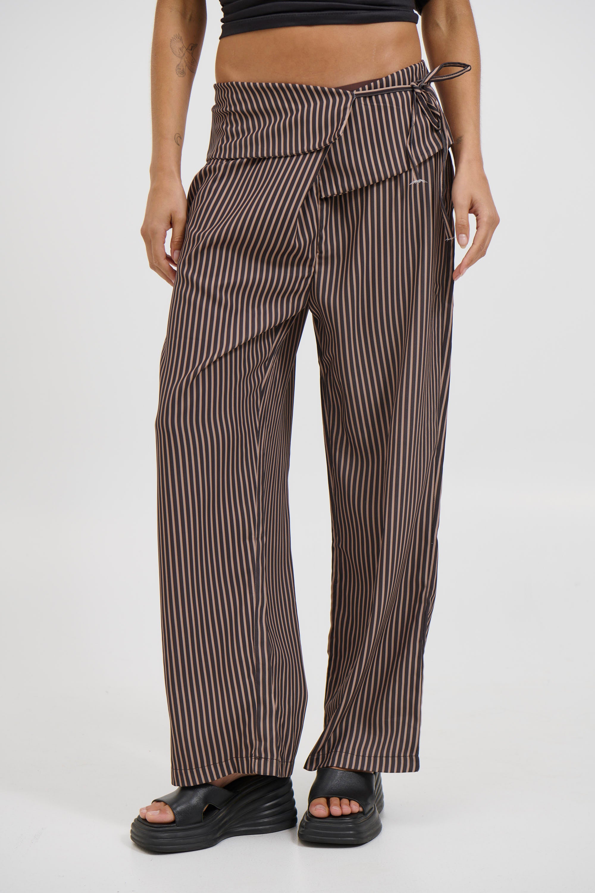 June Pinstripe Pant Brown