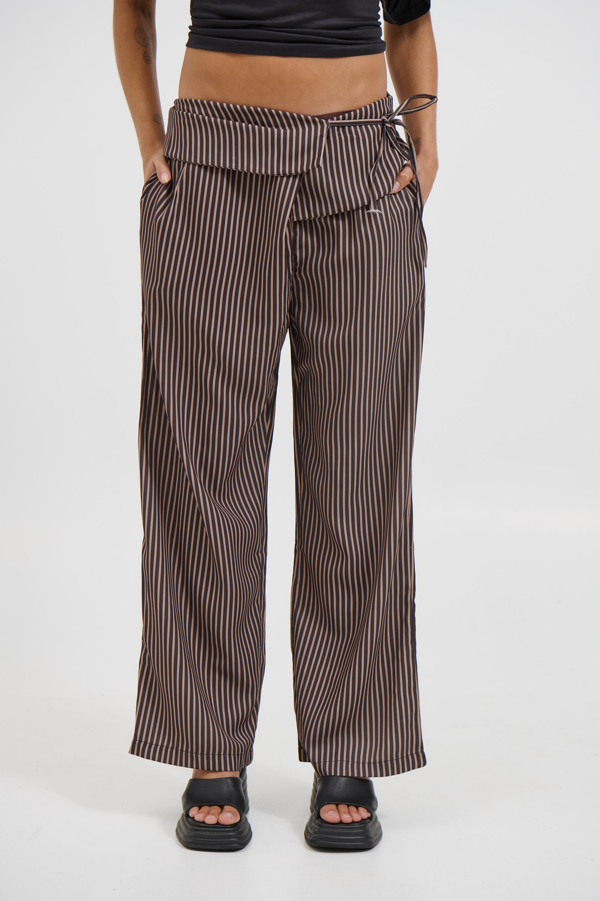 June Pinstripe Pant Brown