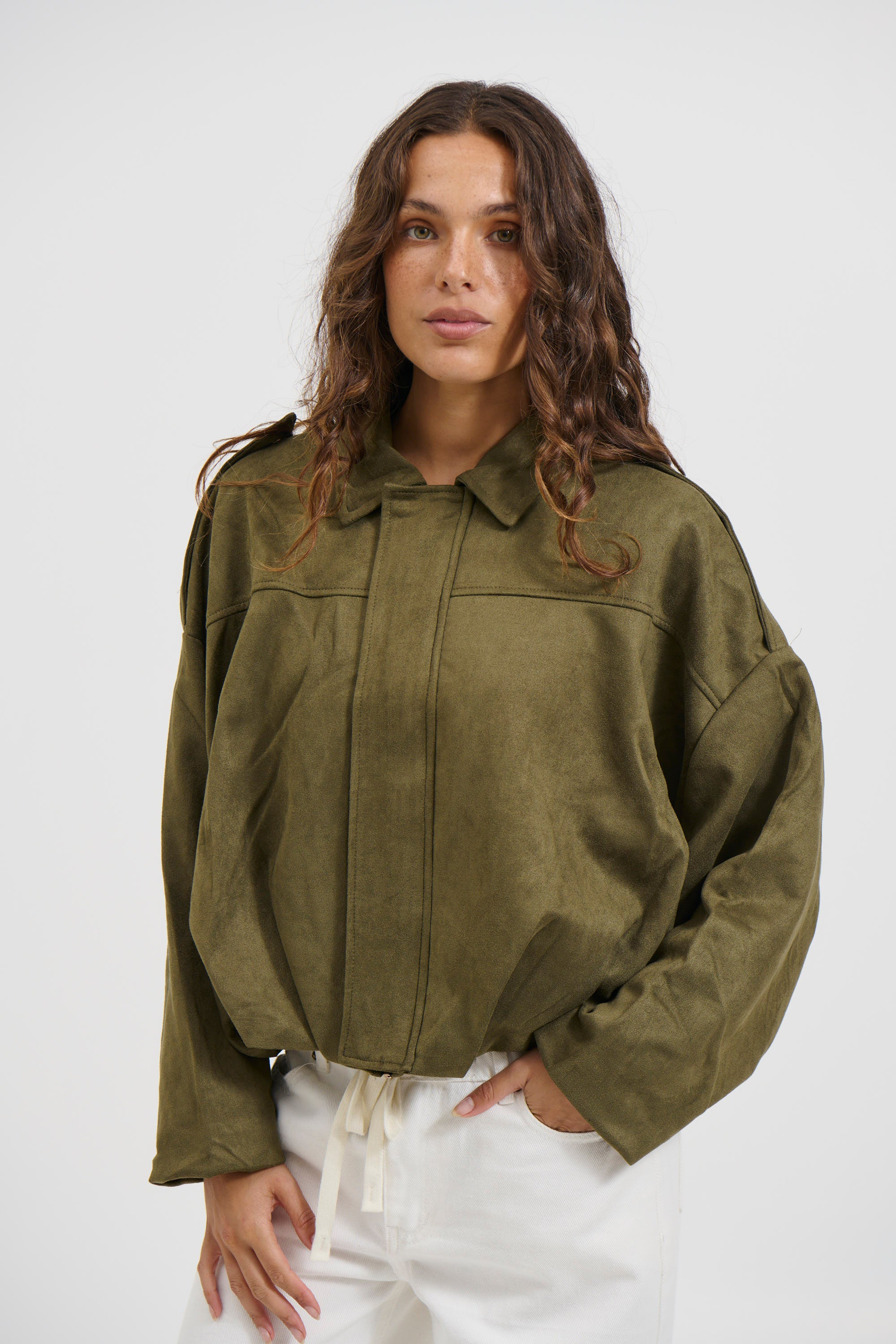 Harmony Suede Jacket Khaki
