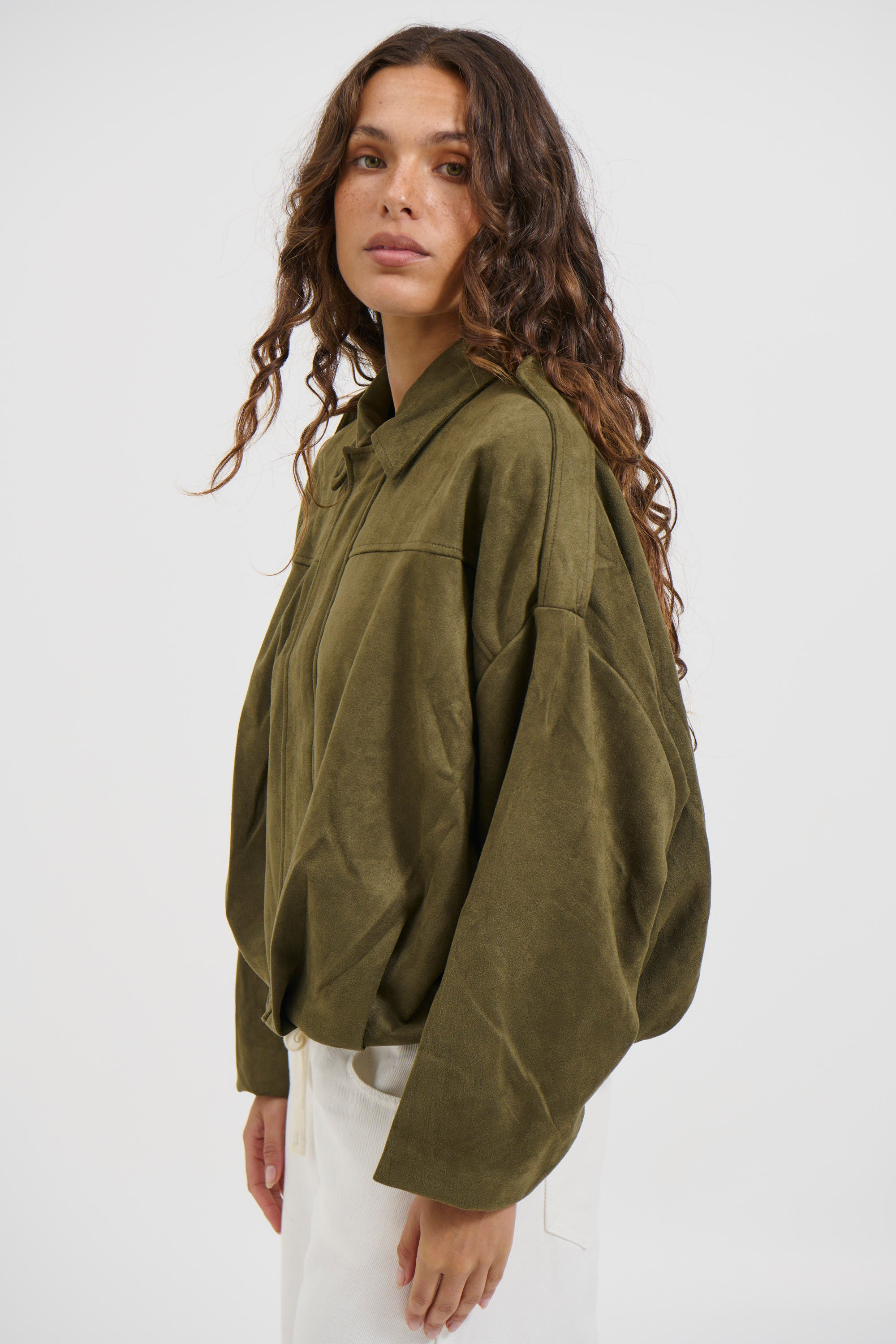 Harmony Suede Jacket Khaki