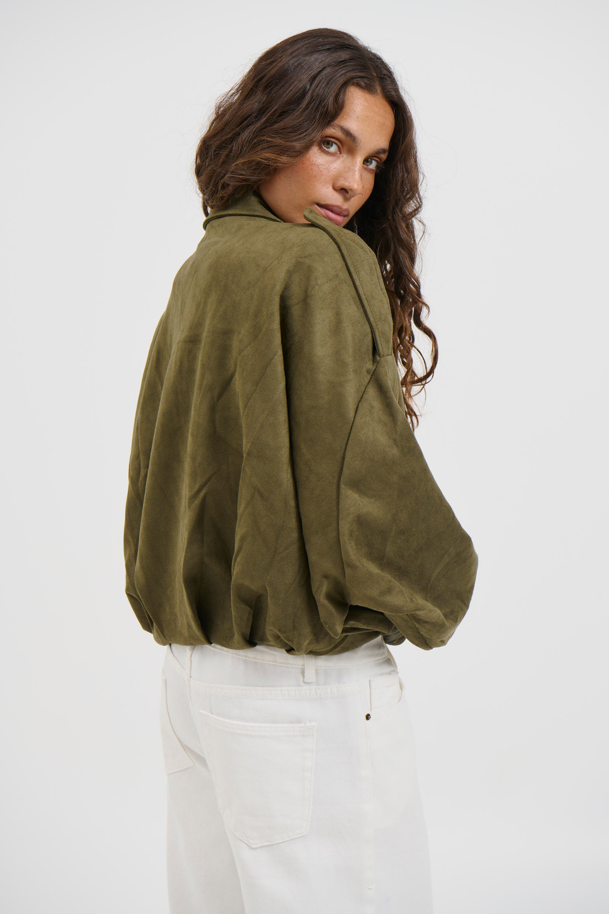 Harmony Suede Jacket Khaki