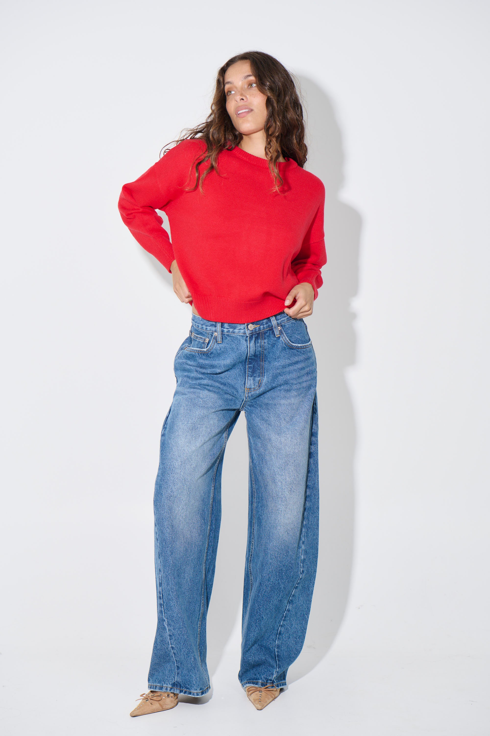 Bianka Crew Neck Sweater Cherry