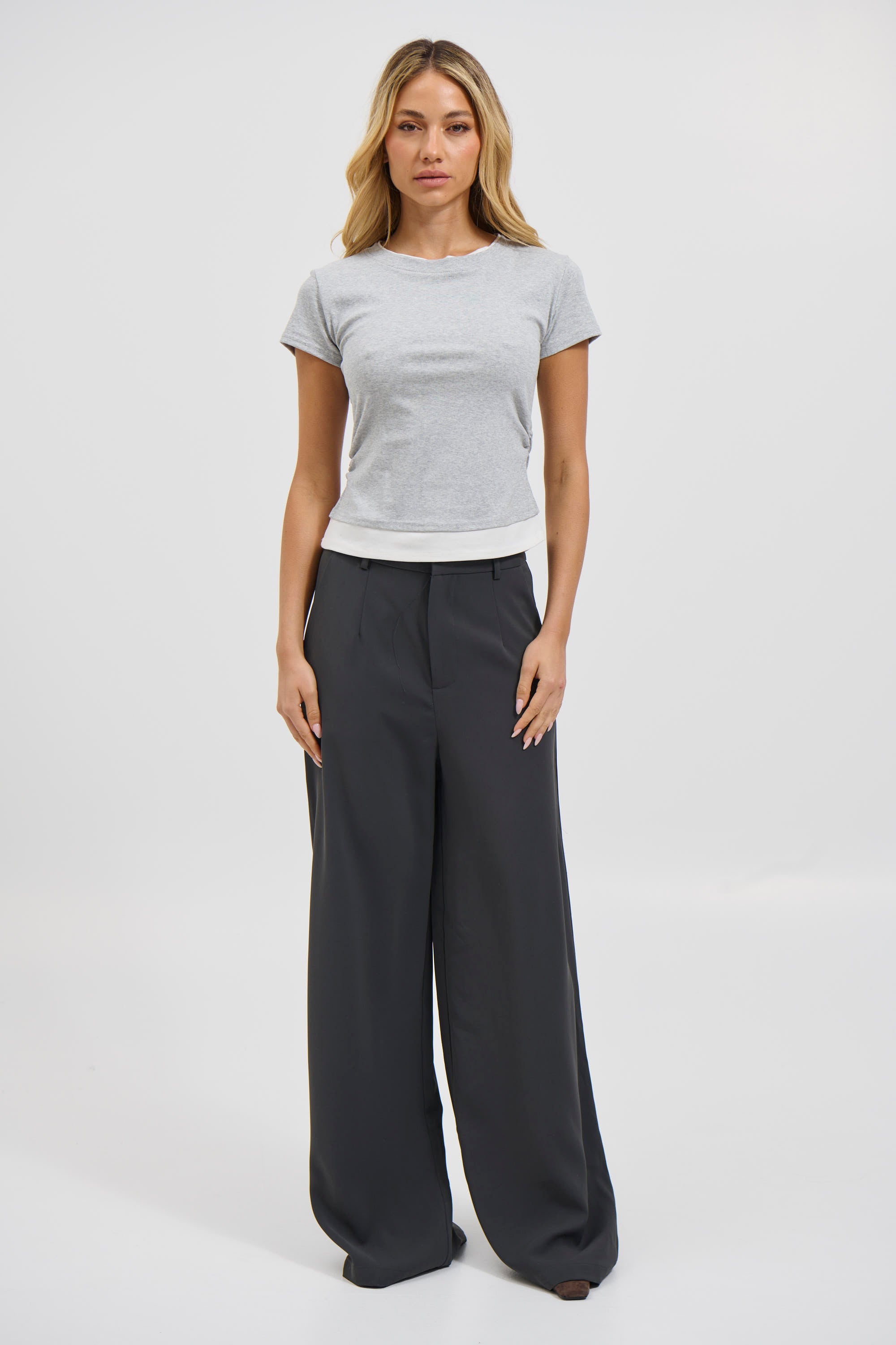 Sunday Layered Tee Grey