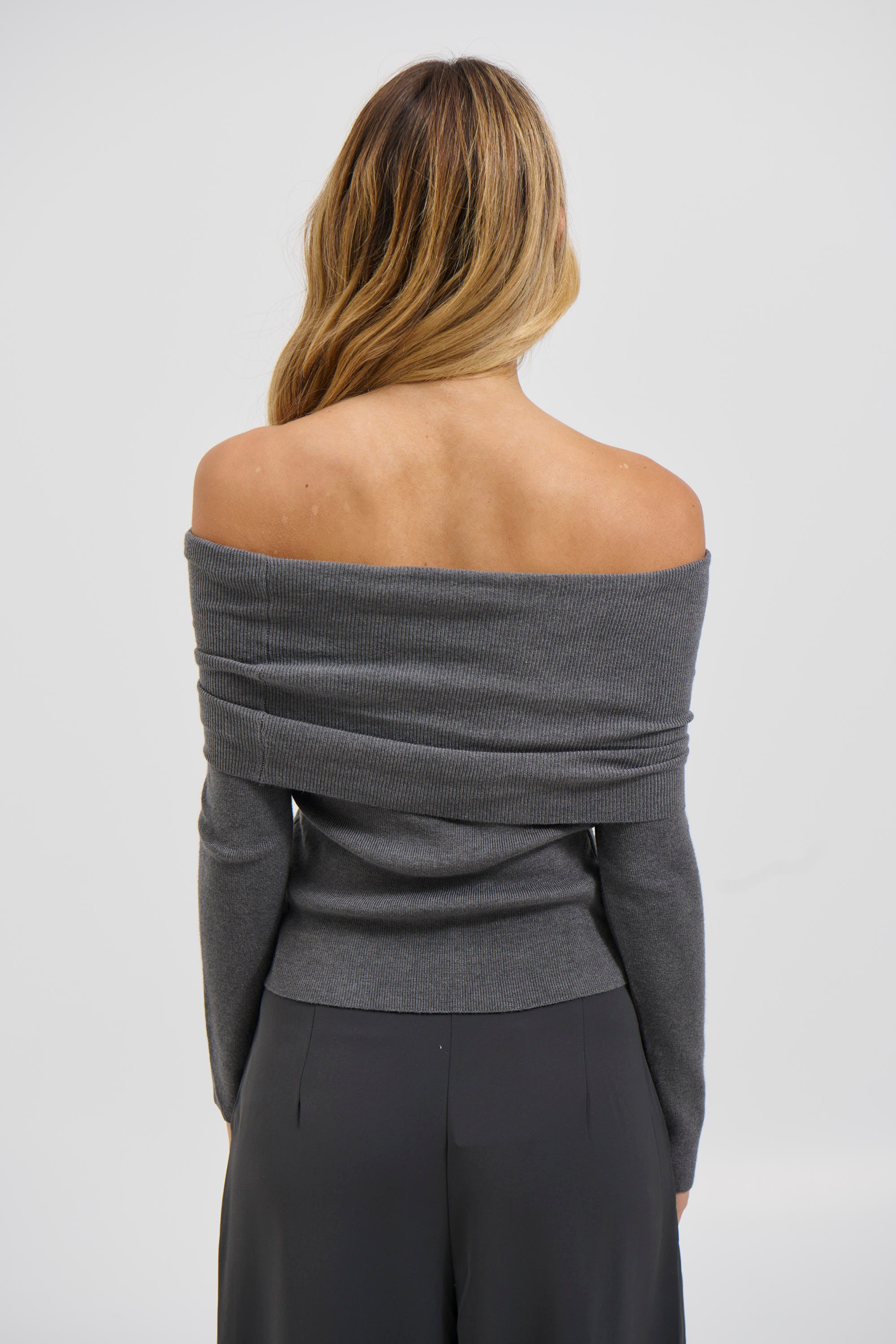 Emilia Off The Shoulder Top Slate - FINAL SALE
