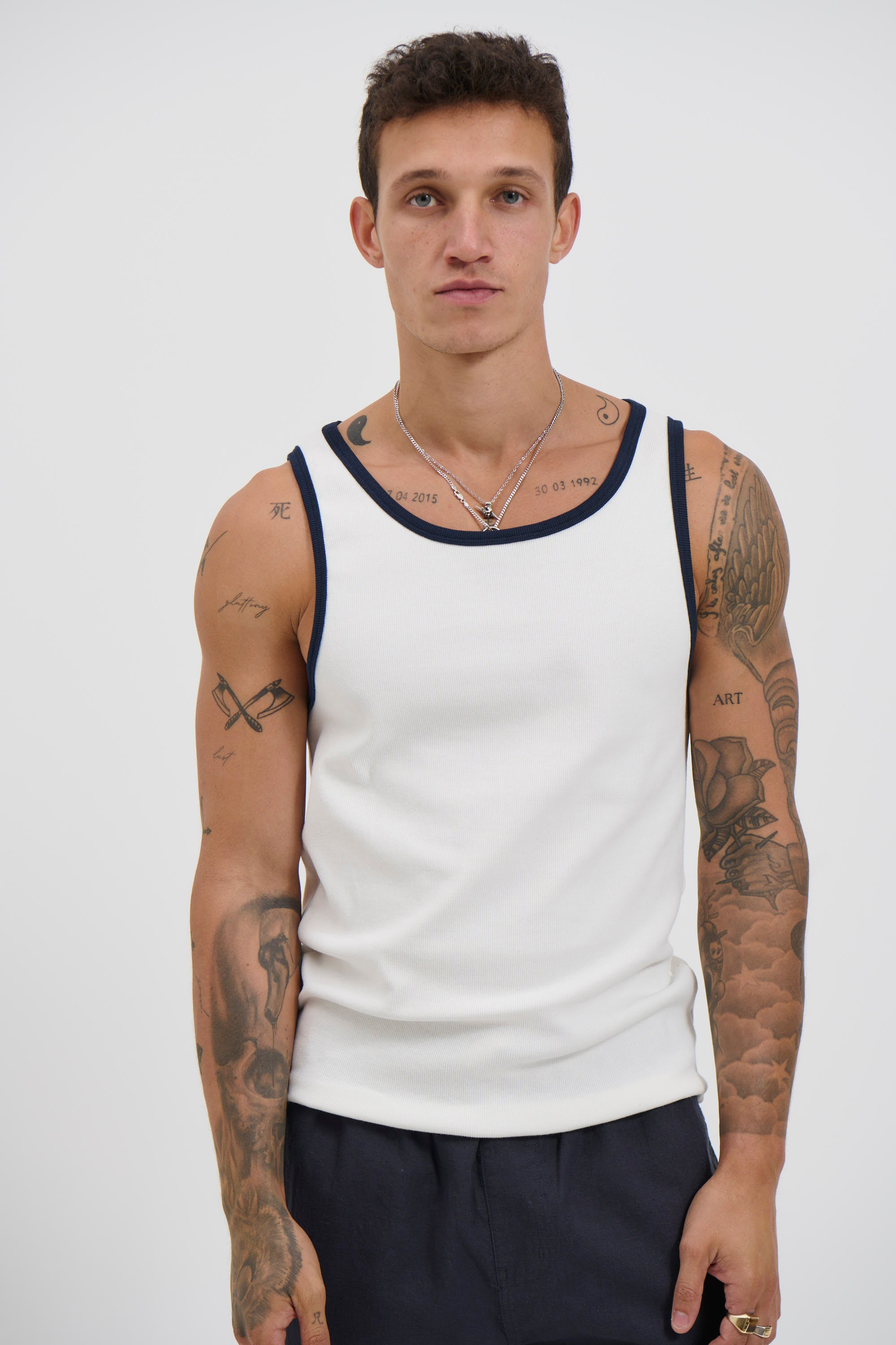 NTH Fitted Tank Navy Rib