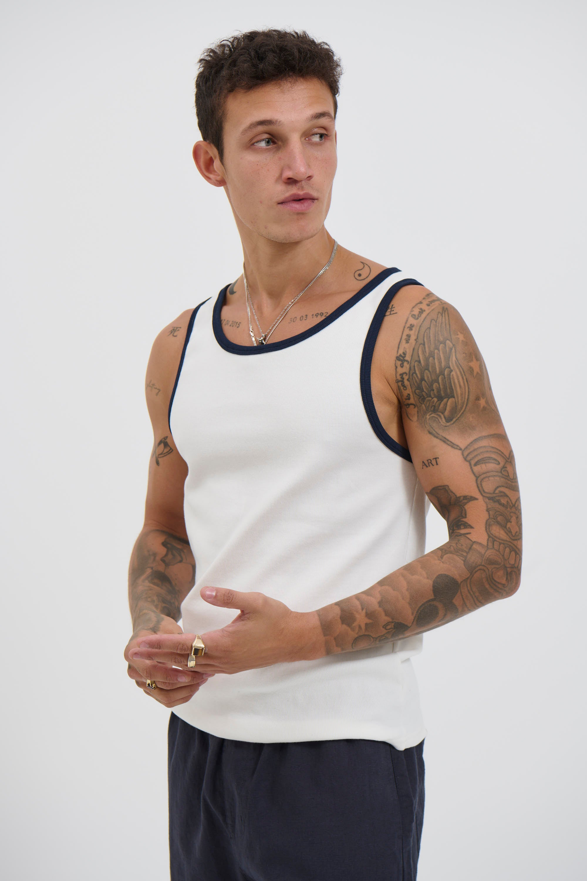 NTH Fitted Tank Navy Rib