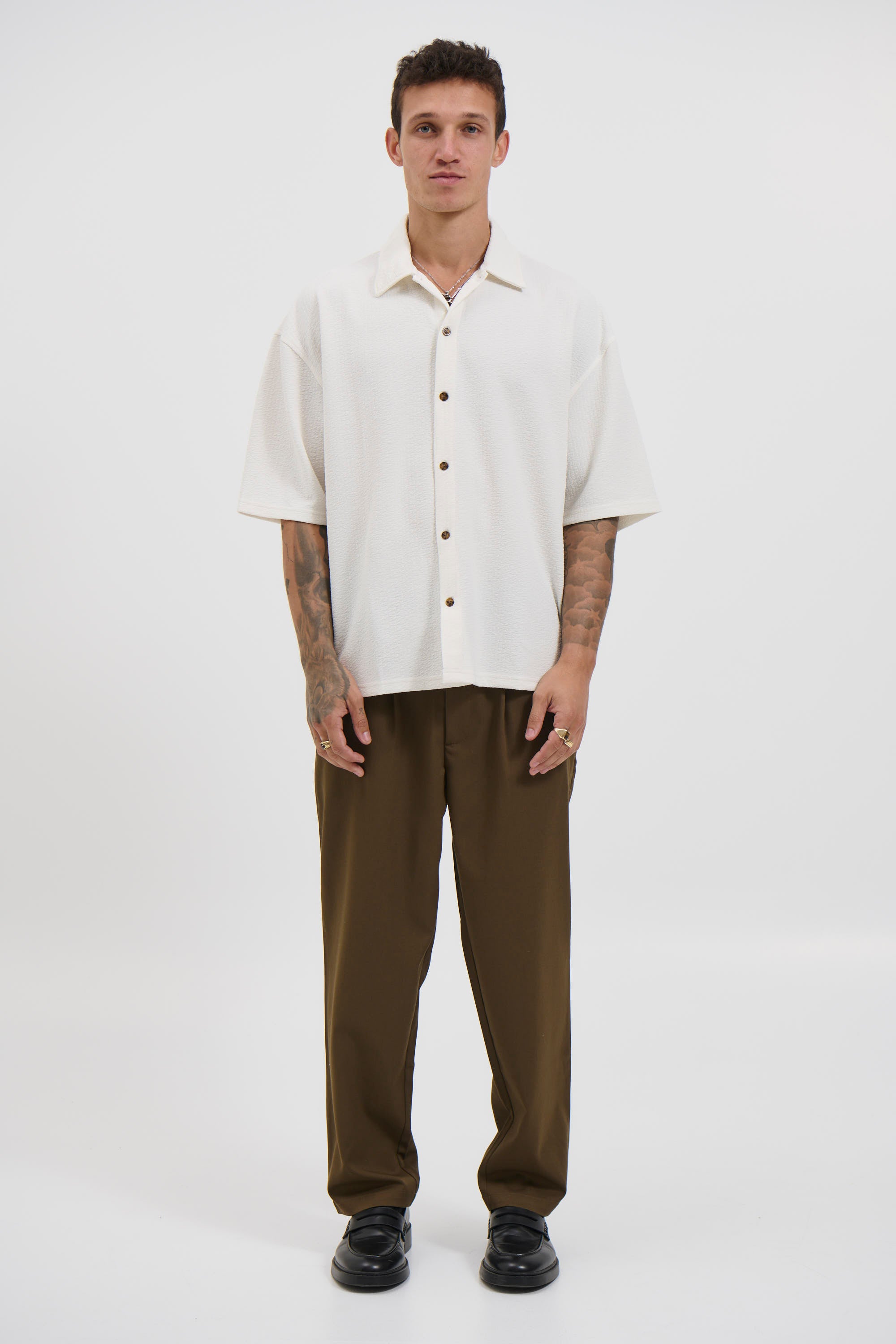 Lucas Drop Shirt Soft Texture White