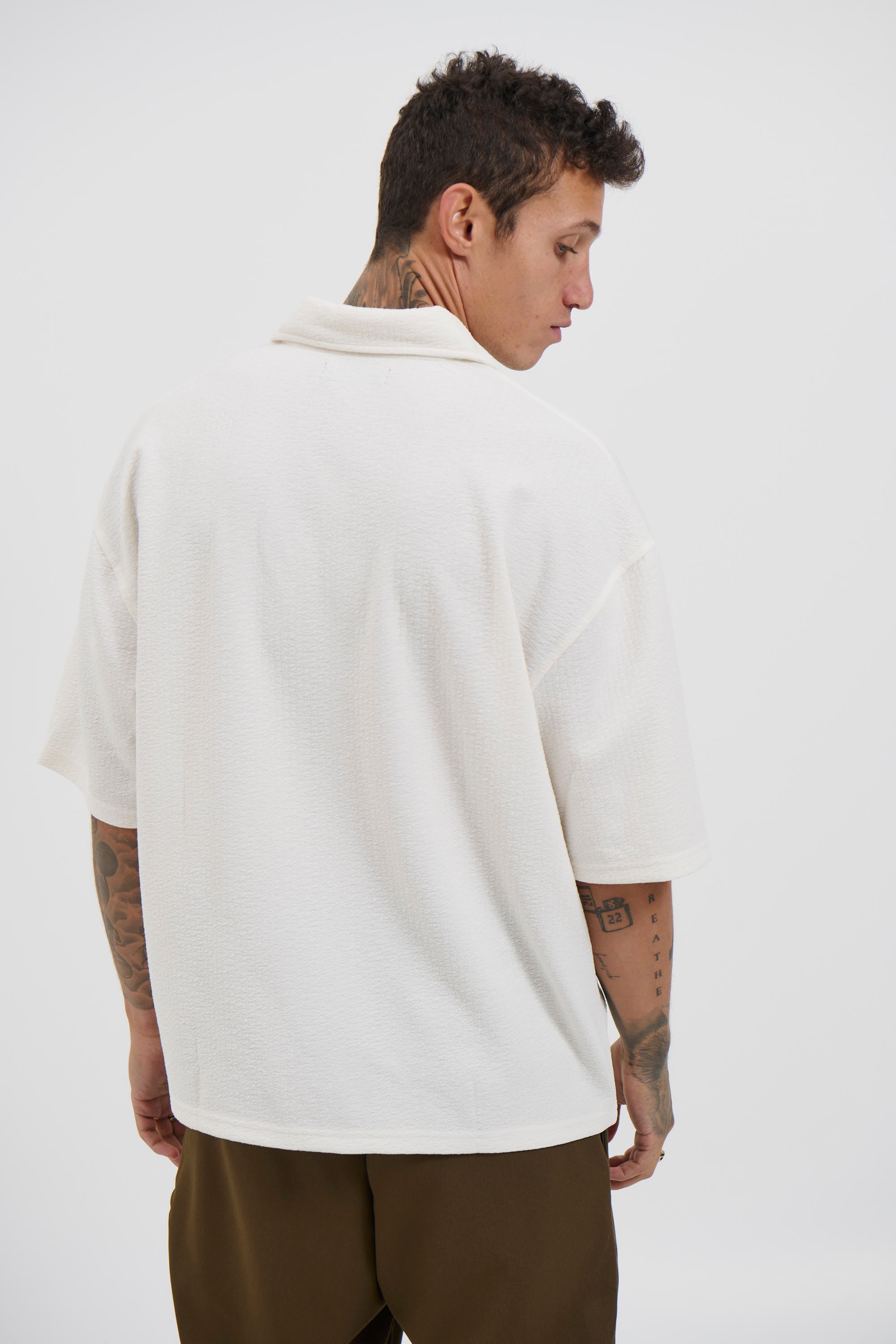 Lucas Drop Shirt Soft Texture White