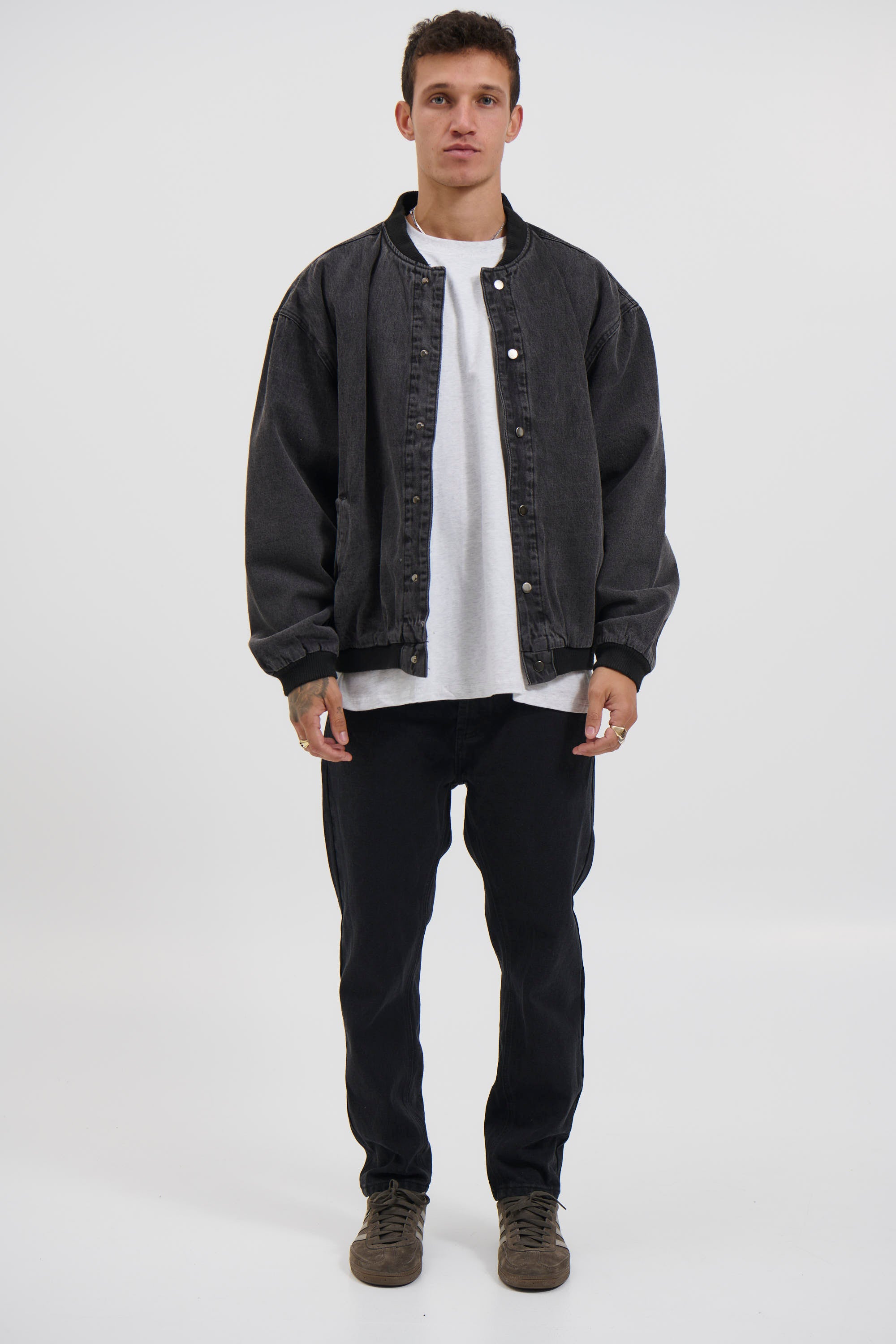 Vintage Bomber Denim Jacket Black