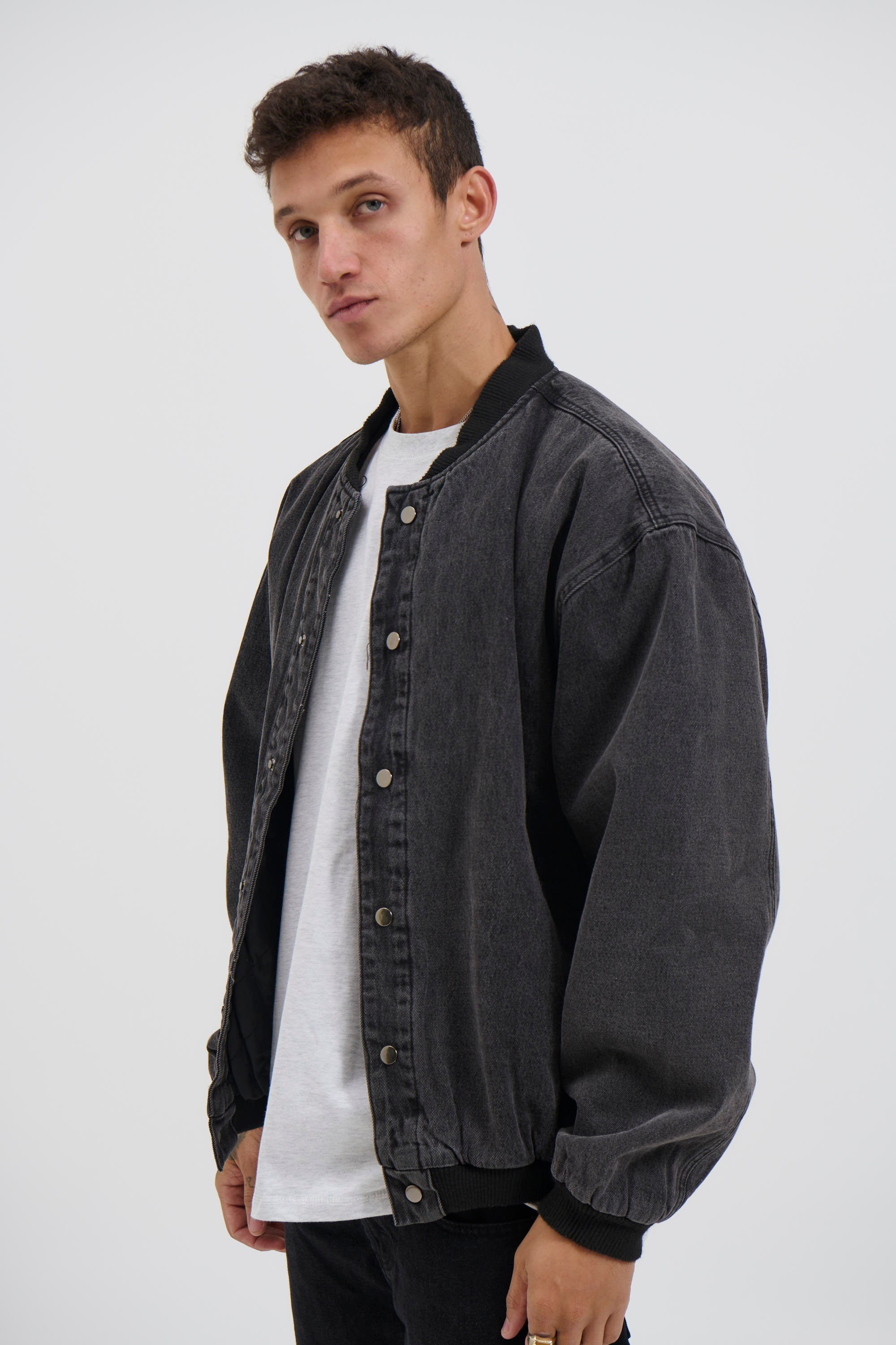 Vintage Bomber Denim Jacket Black